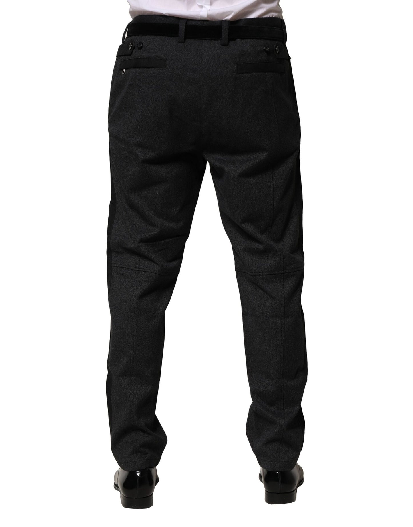 Pantalon slim habillé en coton noir Dolce & Gabbana
