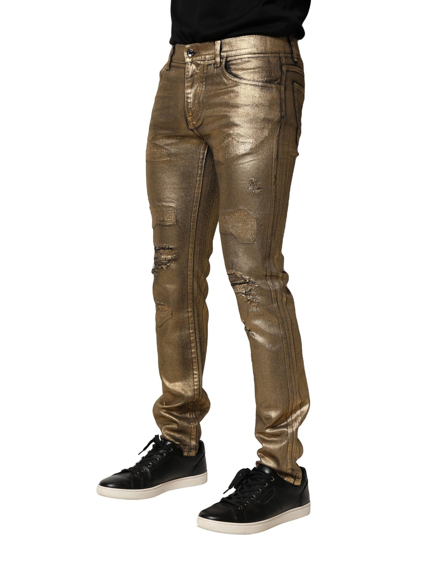 Jean slim en denim stretch en coton doré Dolce & Gabbana