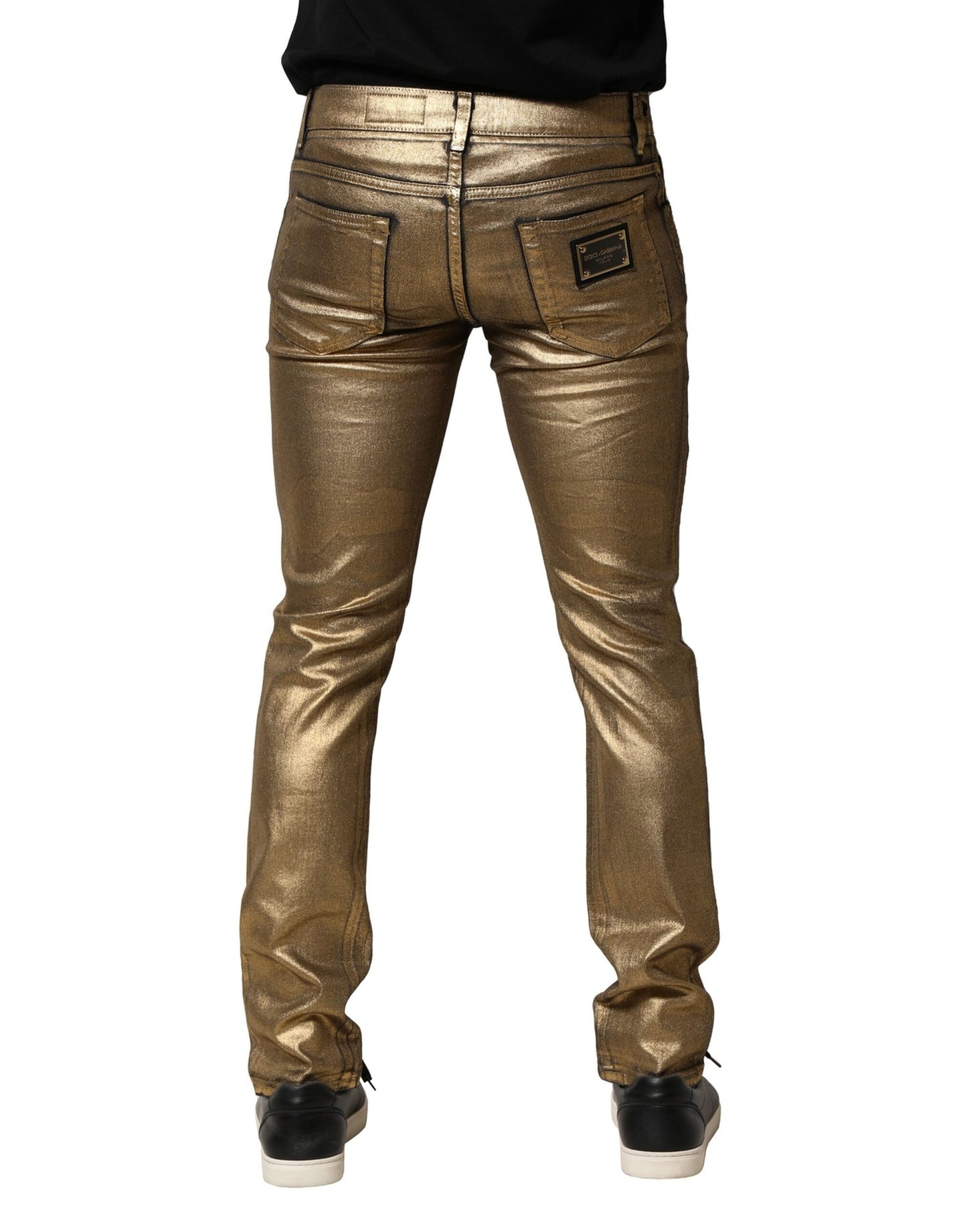 Jean slim en denim stretch en coton doré Dolce & Gabbana