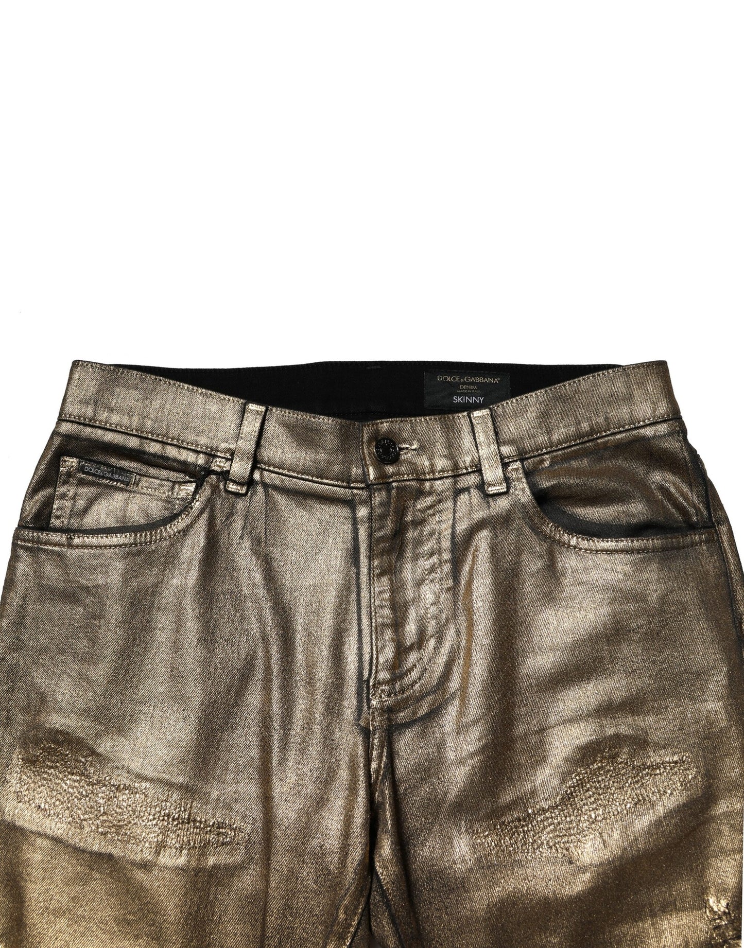 Jean slim en denim stretch en coton doré Dolce & Gabbana