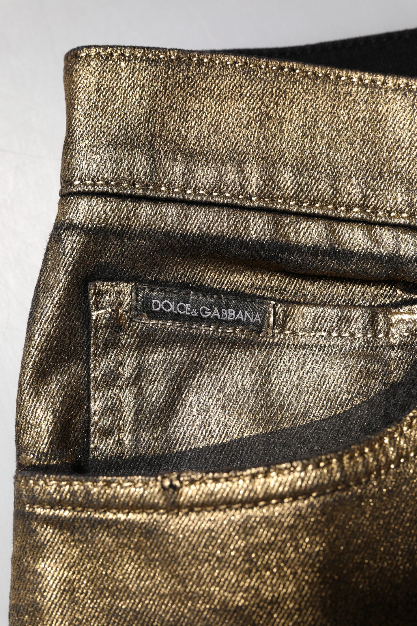 Jean slim en denim stretch en coton doré Dolce & Gabbana