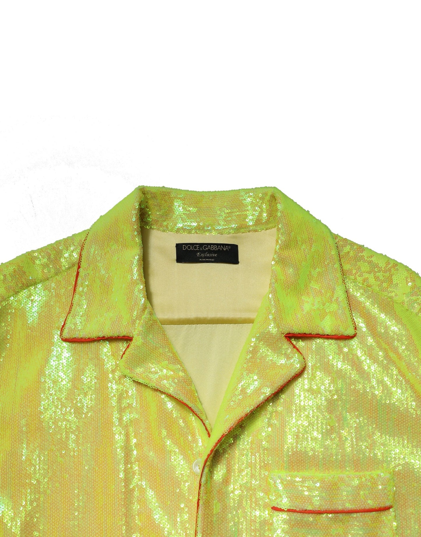 Dolce & Gabbana Yellow Sequin Polyester Lounge Casual Shirt by Dolce & Gabbana