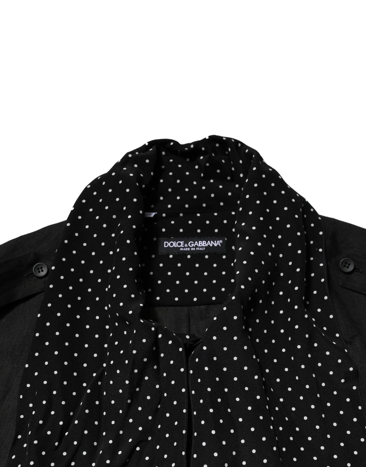 Dolce & Gabbana Black Polka Dot Collar Tie Neck Casual Shirt by Dolce & Gabbana