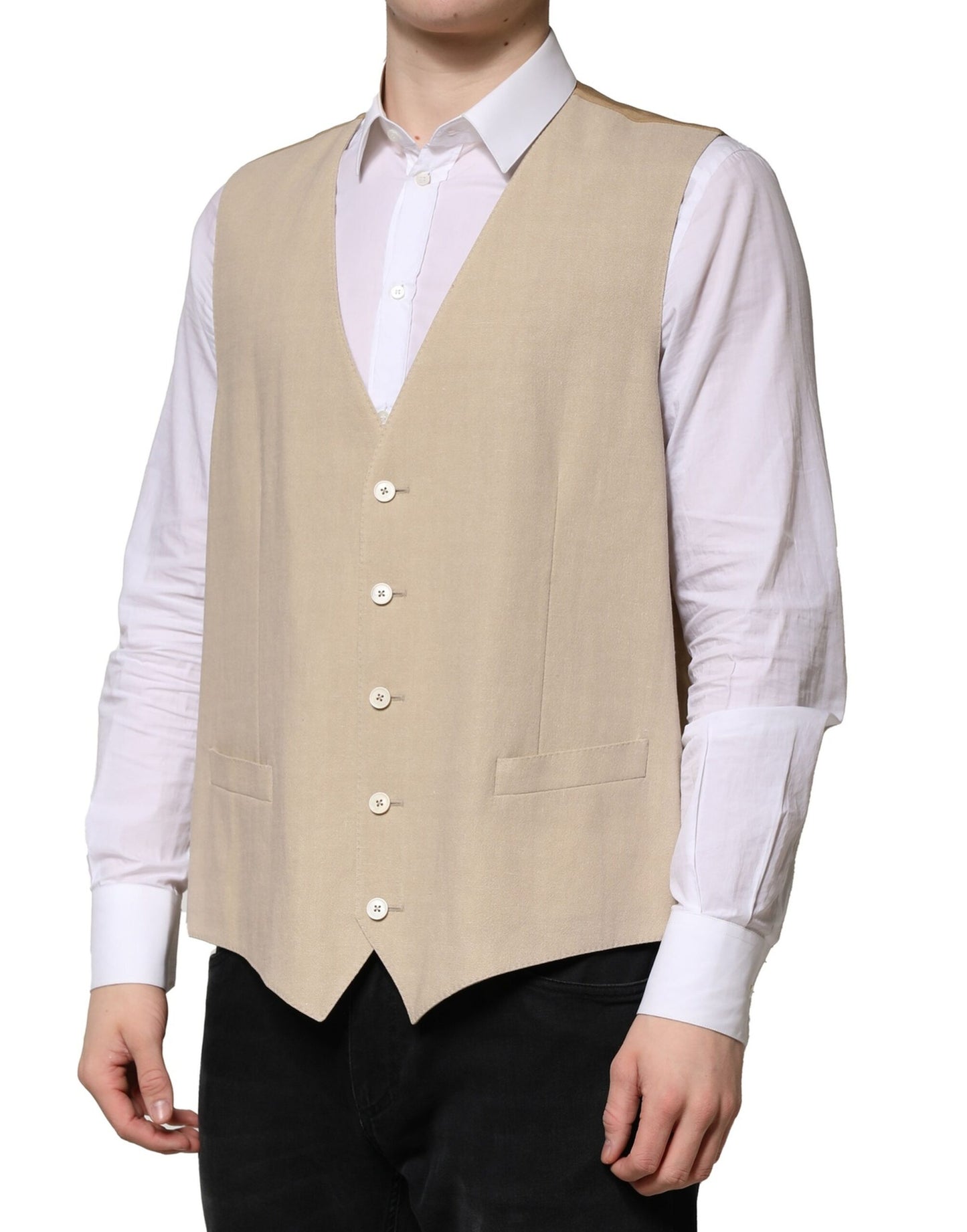 Gilet habillé en lin beige Dolce & Gabbana pour homme