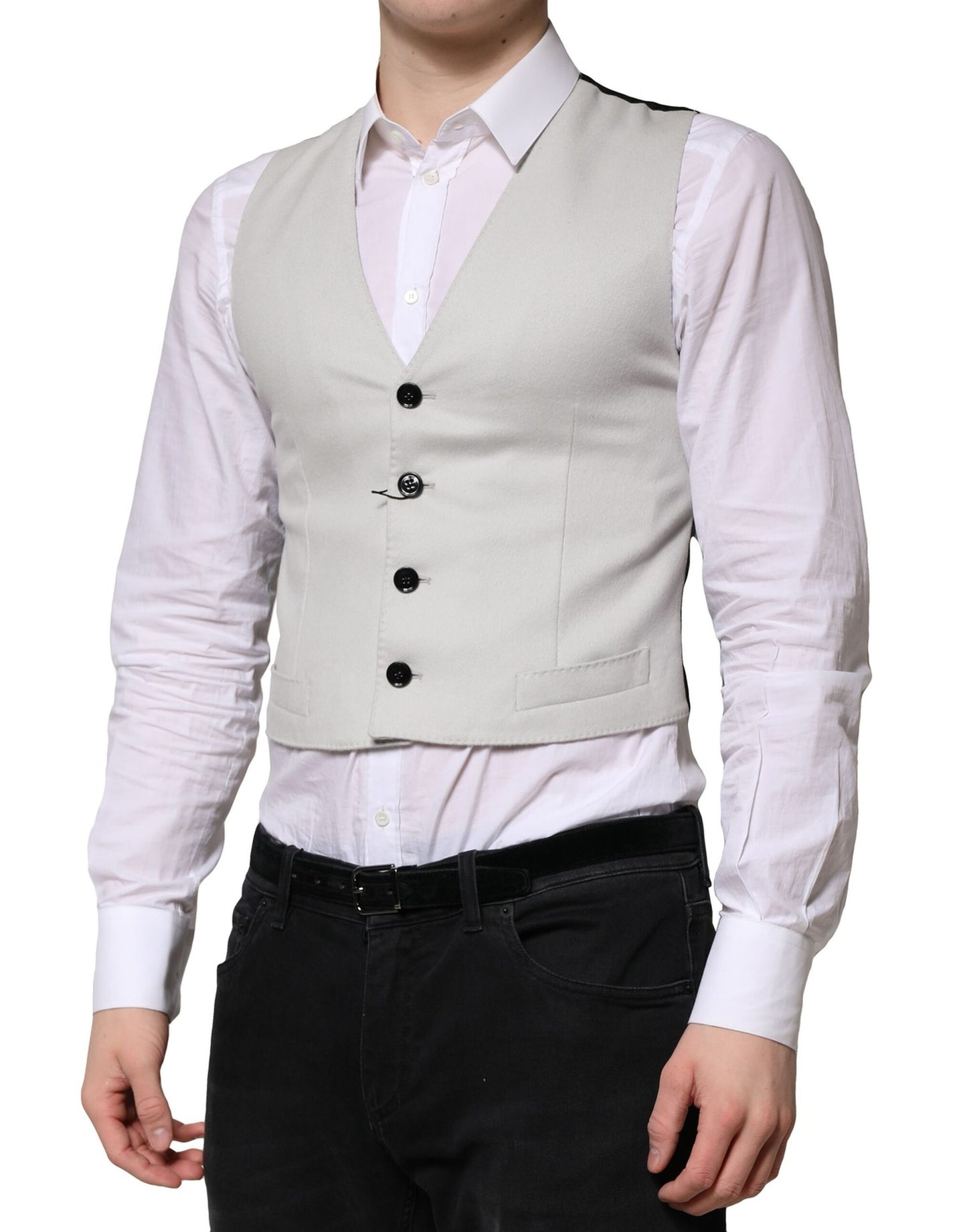 Gilet habillé en laine grise Dolce & Gabbana pour homme