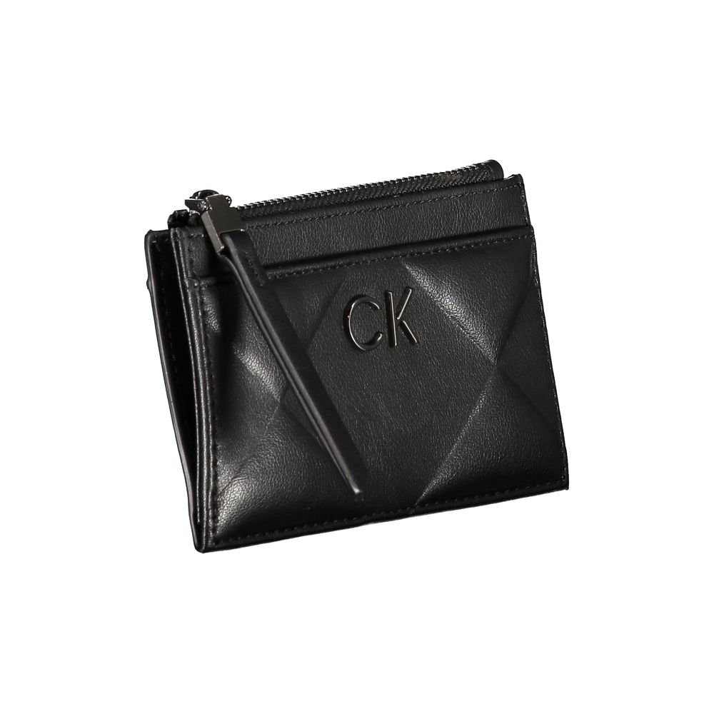 Portefeuille zippé noir élégant Calvin Klein avec détails contrastés