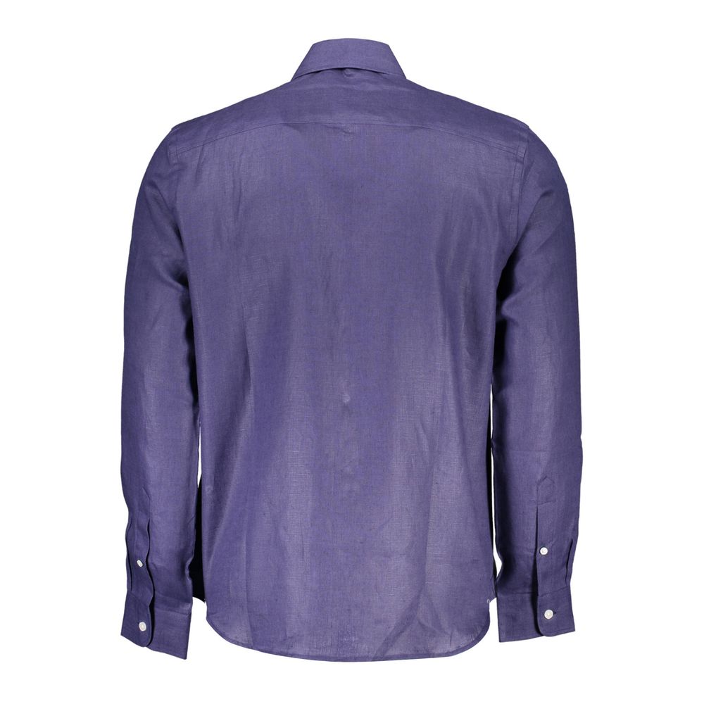 North Sails Blue Linen Men Shirt by North Sails