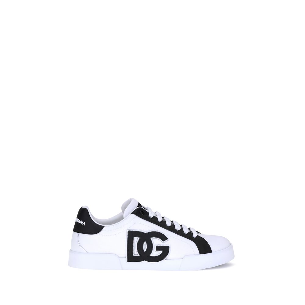 Dolce & Gabbana Leren Sneakers Logoed Premium – Zwart