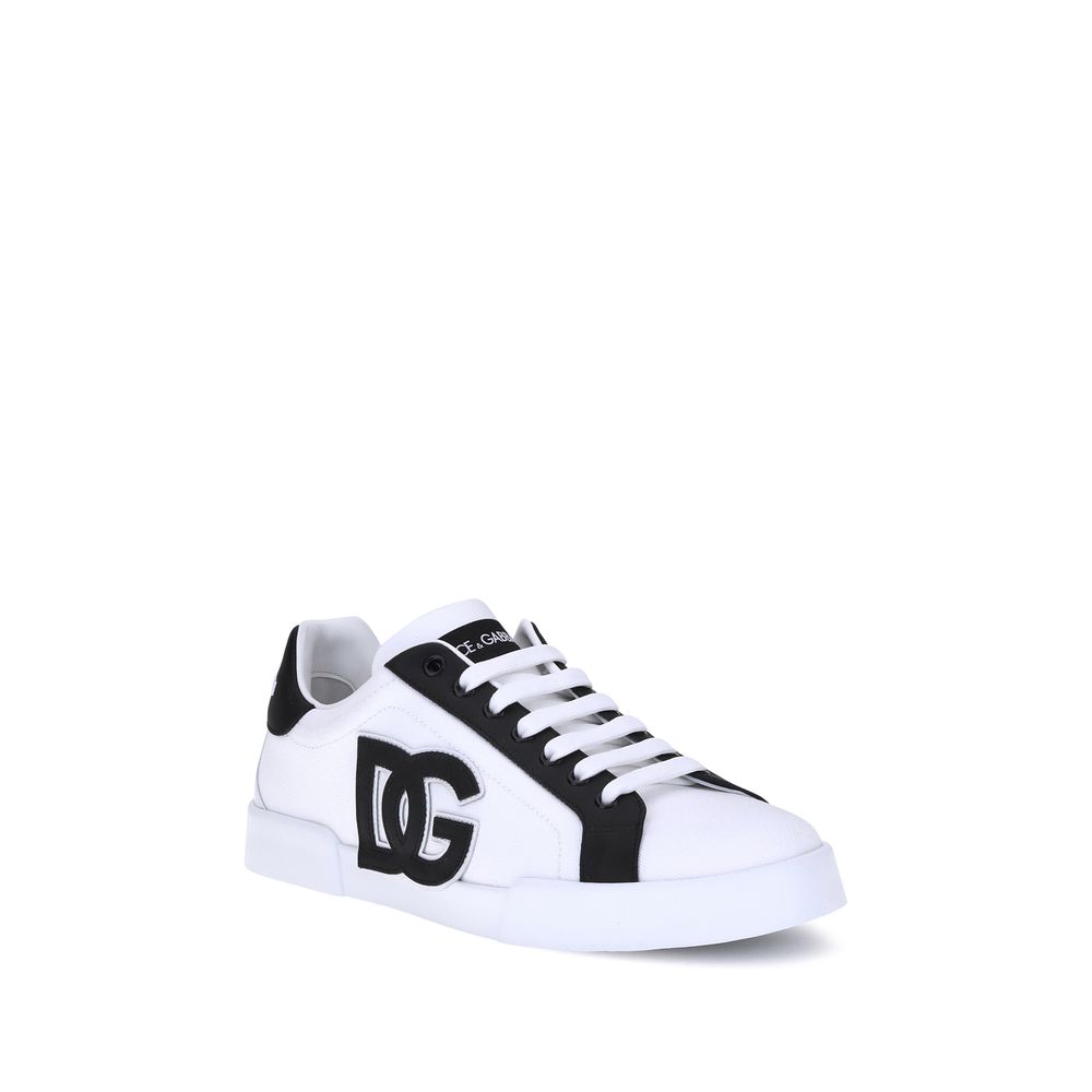 Dolce & Gabbana Leren Sneakers Logoed Premium – Zwart
