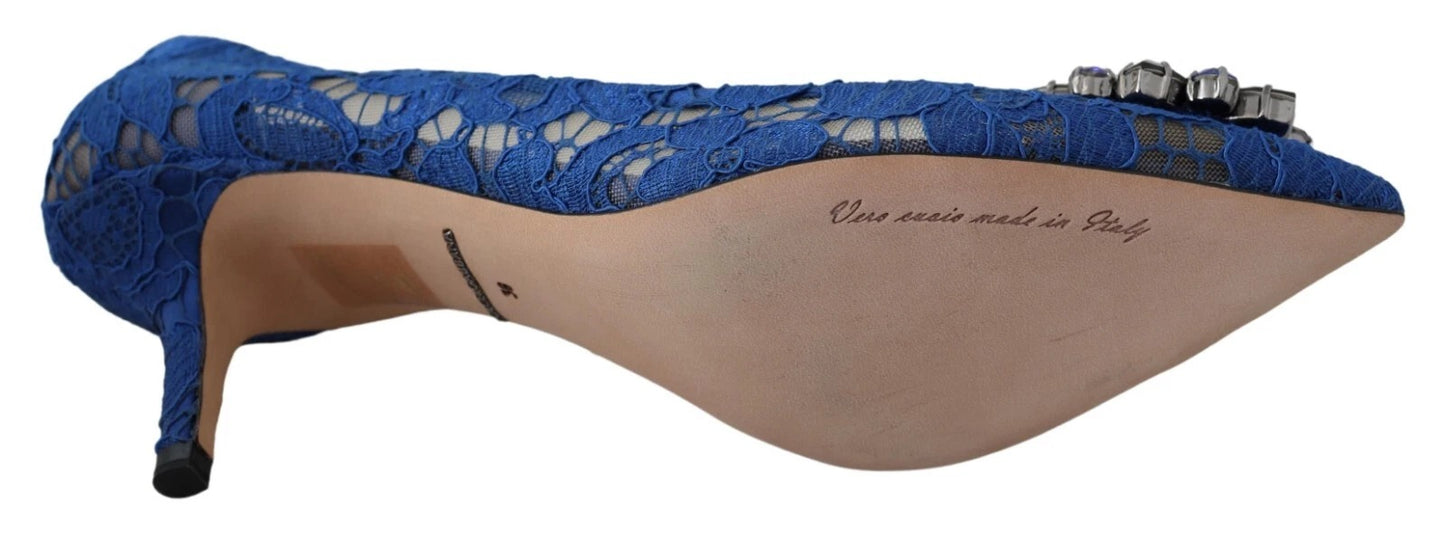 Ballerines Dolce & Gabbana en dentelle bleue et cristaux