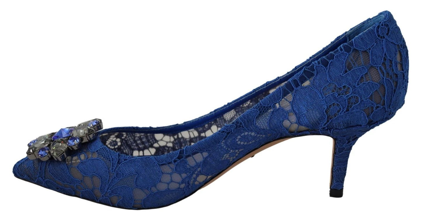 Ballerines Dolce & Gabbana en dentelle bleue et cristaux