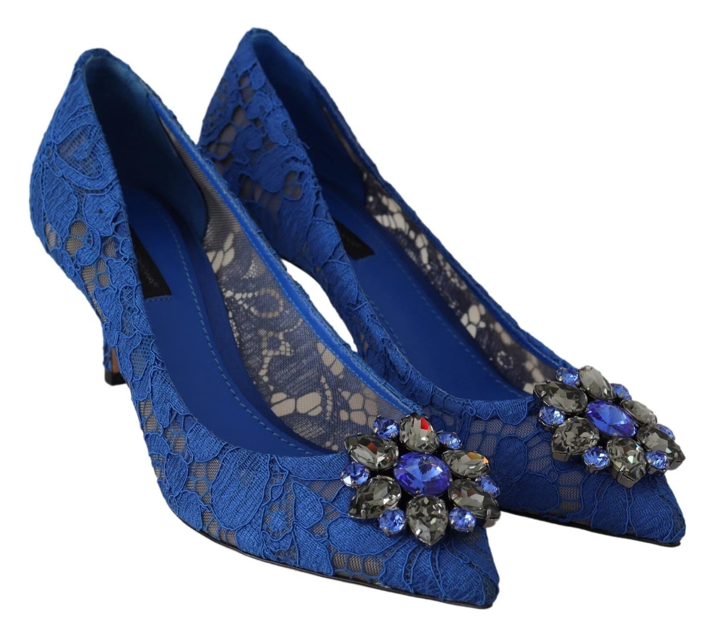 Ballerines Dolce & Gabbana en dentelle bleue et cristaux