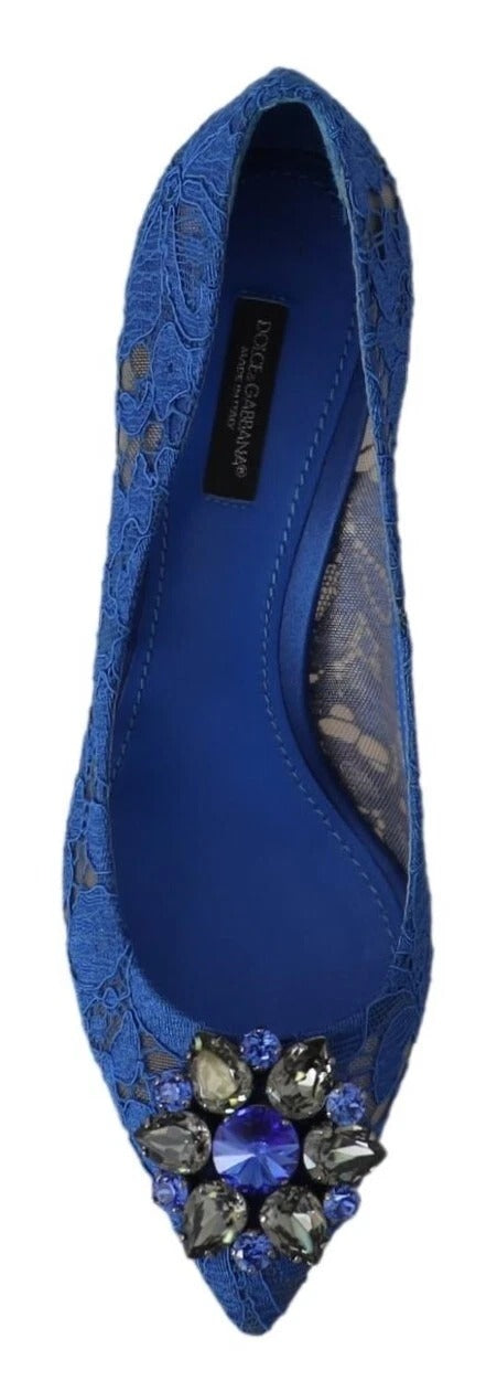Ballerines Dolce & Gabbana en dentelle bleue et cristaux