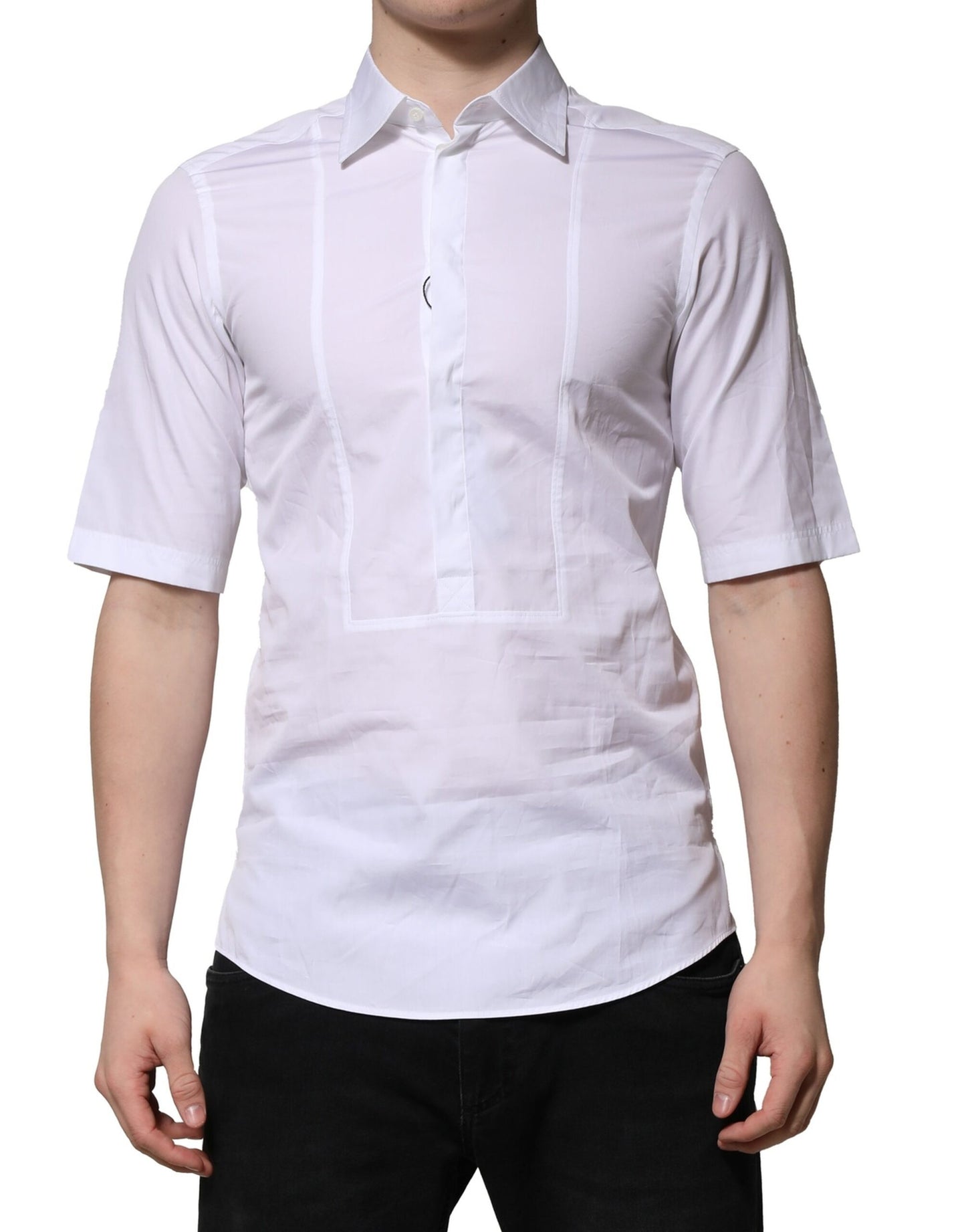 Dolce & Gabbana White Cotton Short Sleeves Men Formal Shirt by Dolce & Gabbana