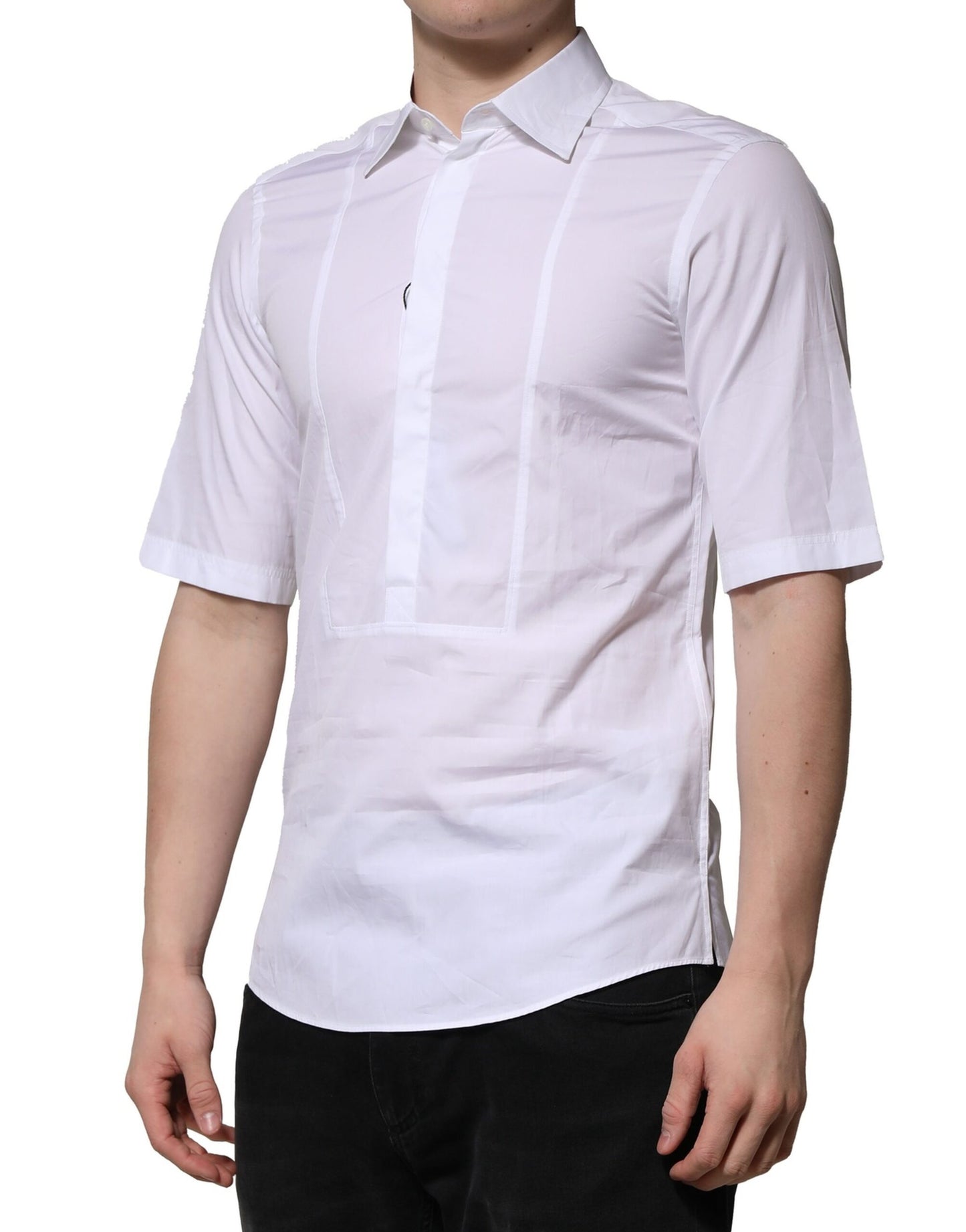 Dolce & Gabbana White Cotton Short Sleeves Men Formal Shirt by Dolce & Gabbana