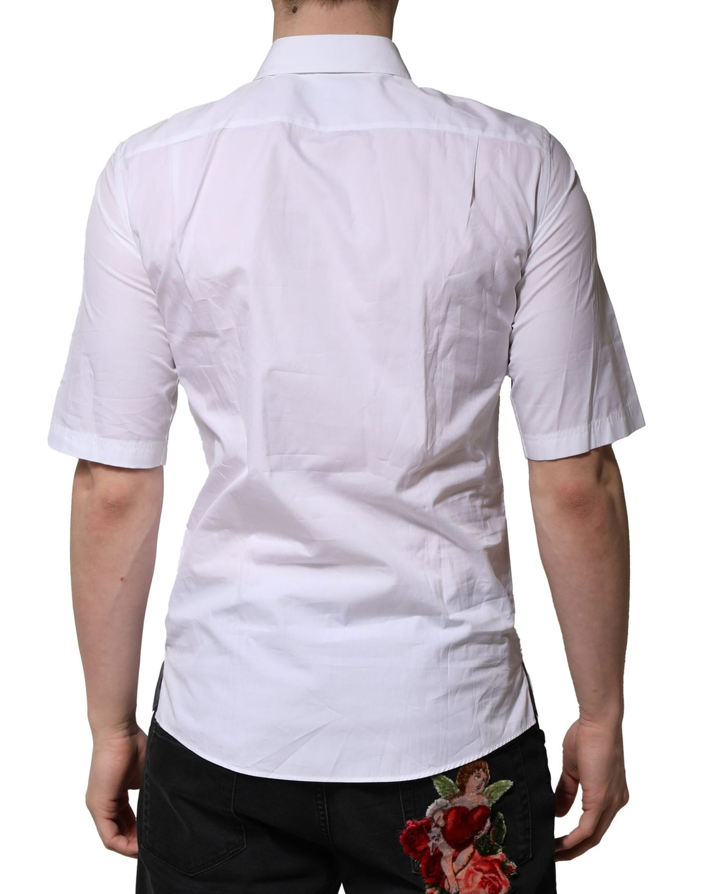 Dolce & Gabbana White Cotton Short Sleeves Men Formal Shirt by Dolce & Gabbana