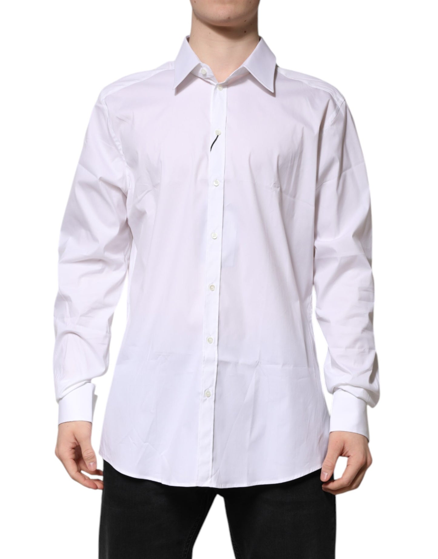Dolce & Gabbana White Cotton GOLD Long Sleeves Formal Shirt by Dolce & Gabbana