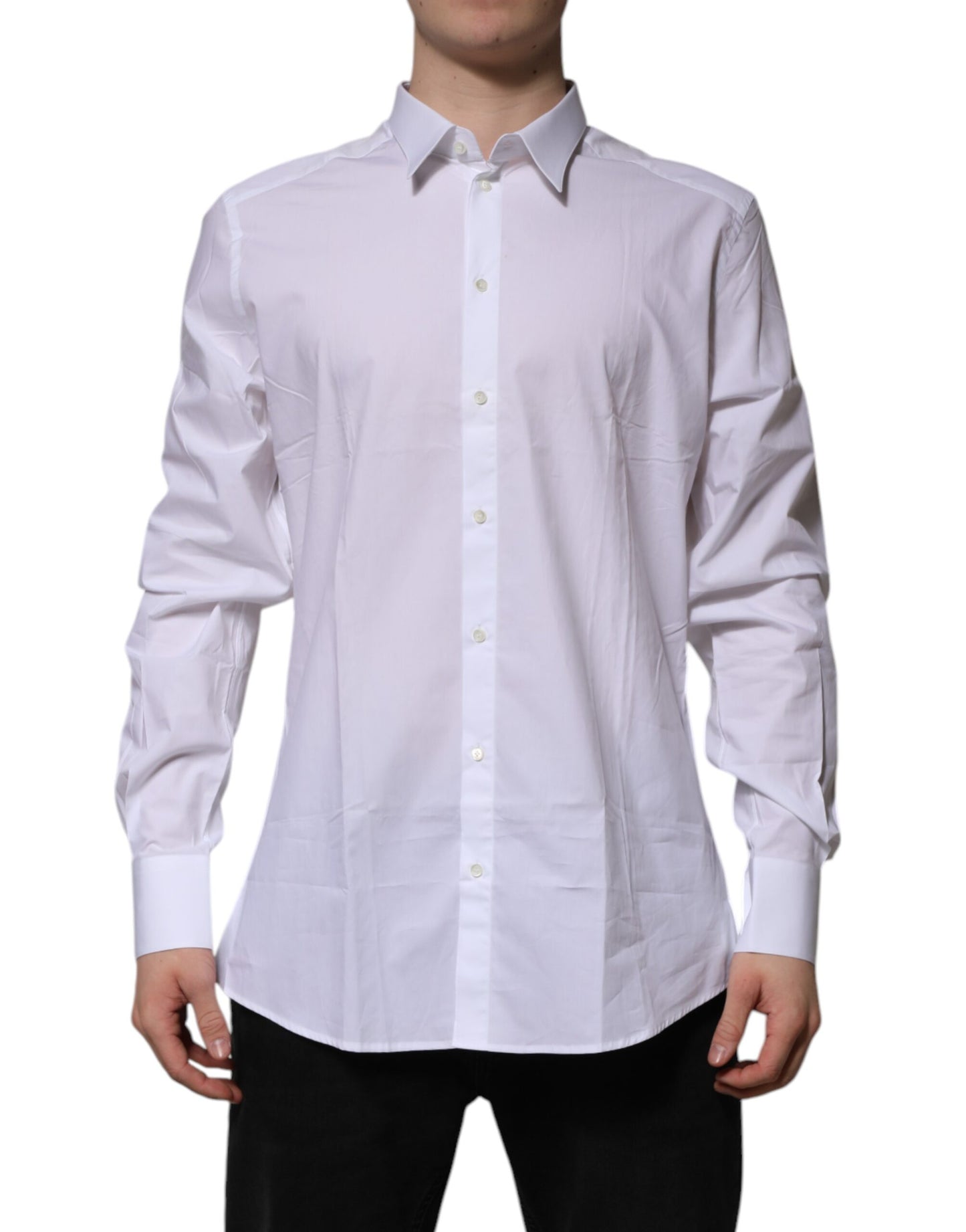Dolce & Gabbana White Cotton GOLD Long Sleeves Formal Shirt by Dolce & Gabbana