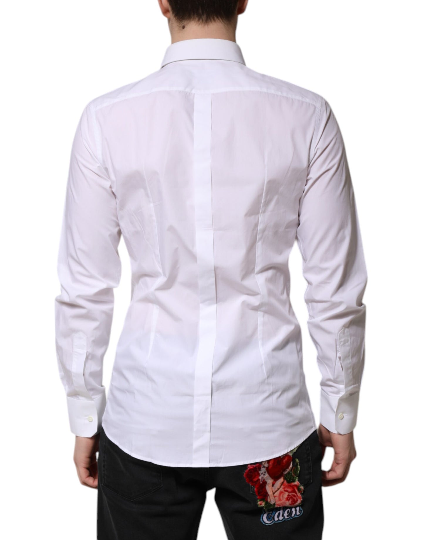 Dolce & Gabbana White Cotton GOLD Long Sleeves Formal Shirt by Dolce & Gabbana