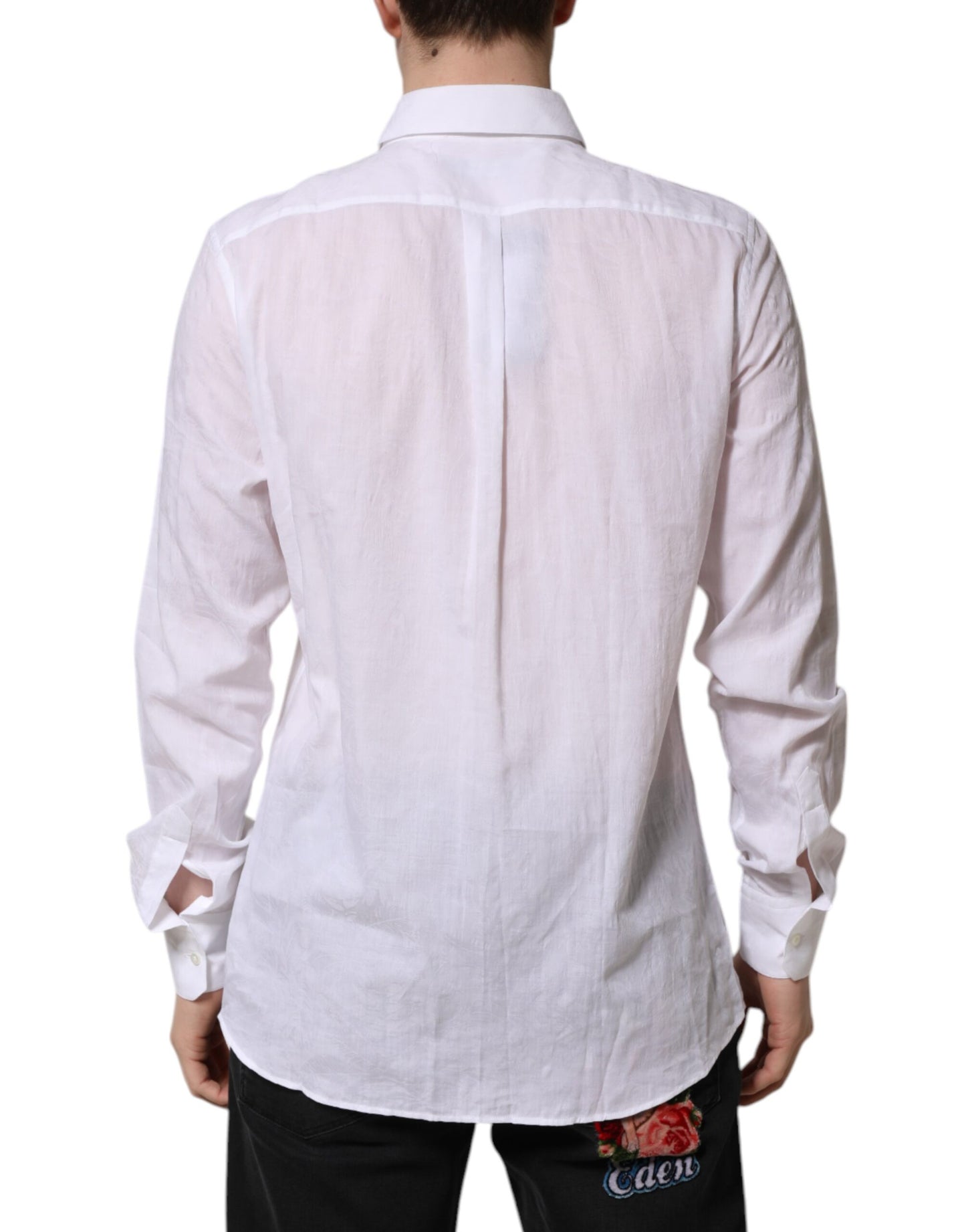 Dolce & Gabbana White Cotton Long Sleeves Collared Formal Shirt by Dolce & Gabbana