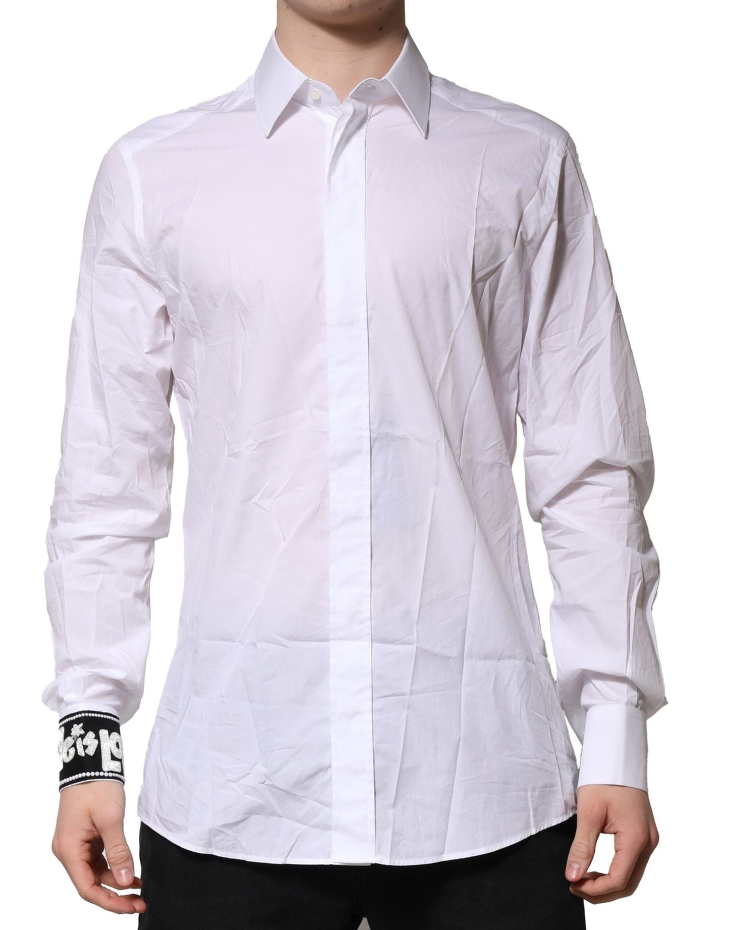 Dolce & Gabbana White Cotton GOLD Long Sleeves Formal Shirt by Dolce & Gabbana