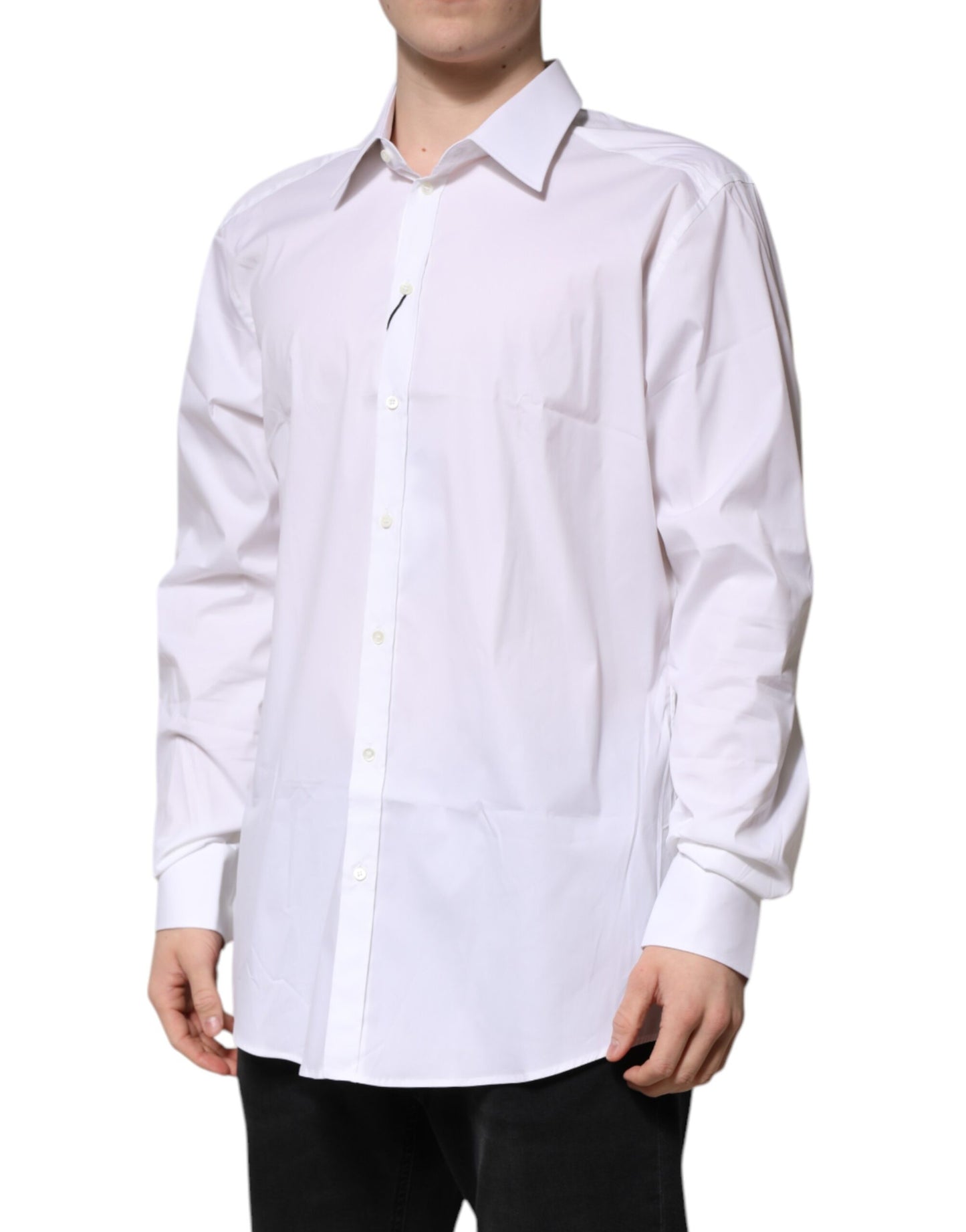 Dolce & Gabbana White GOLD Long Sleeve Dress Men Formal Shirt by Dolce & Gabbana