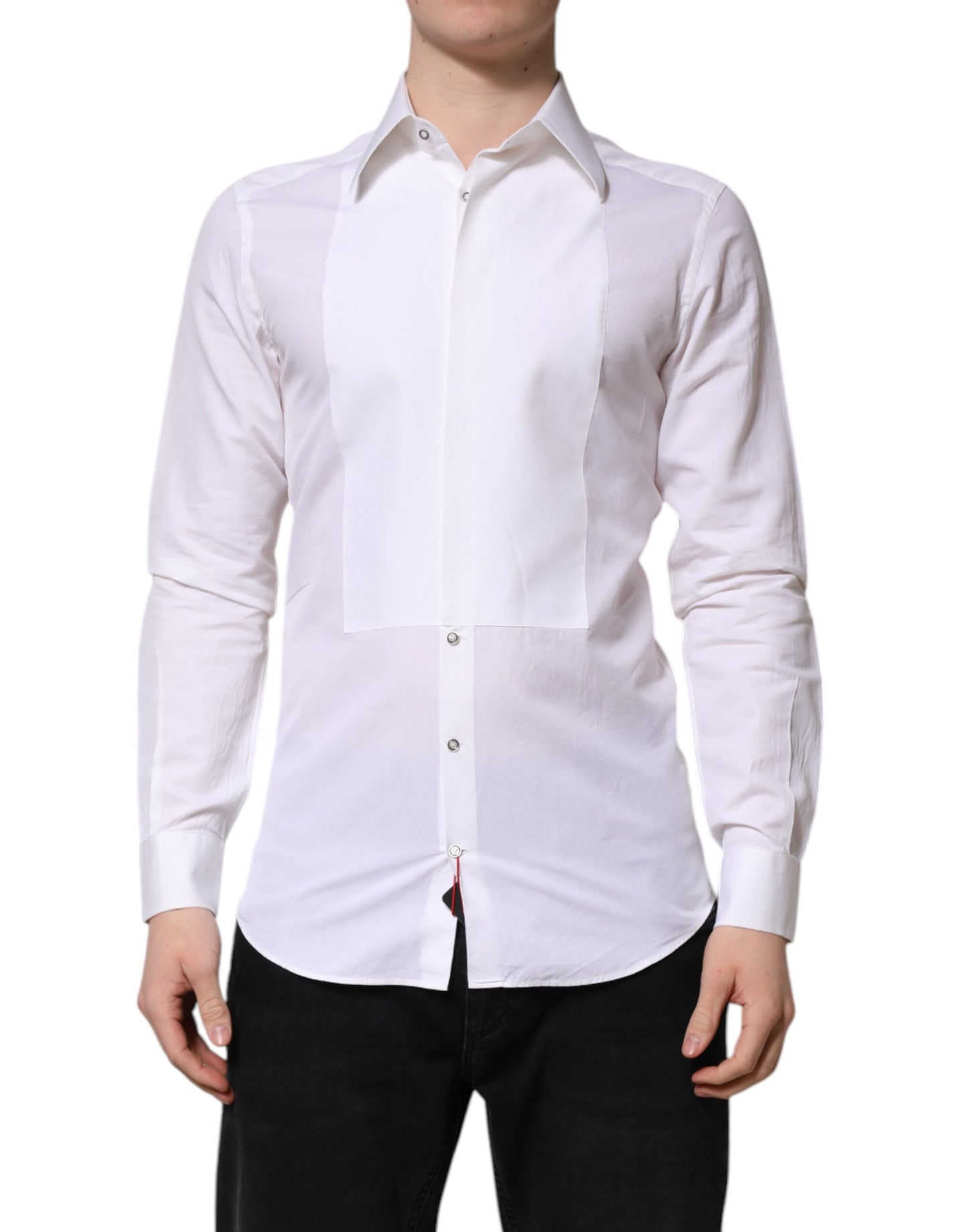 Dolce & Gabbana White GOLD Cotton Poplin Dress Formal Shirt by Dolce & Gabbana