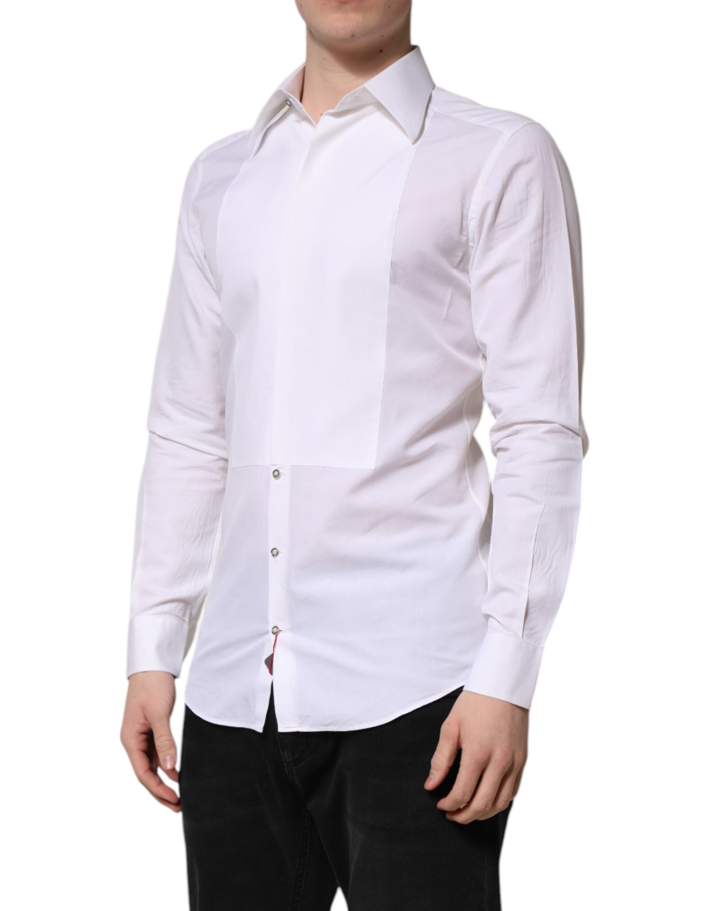 Dolce & Gabbana White GOLD Cotton Poplin Dress Formal Shirt by Dolce & Gabbana