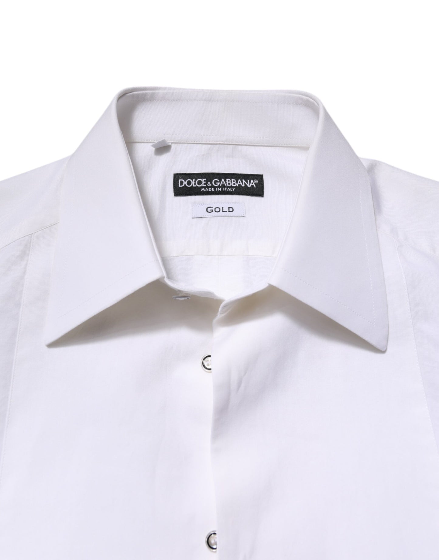 Dolce & Gabbana White GOLD Cotton Poplin Dress Formal Shirt by Dolce & Gabbana