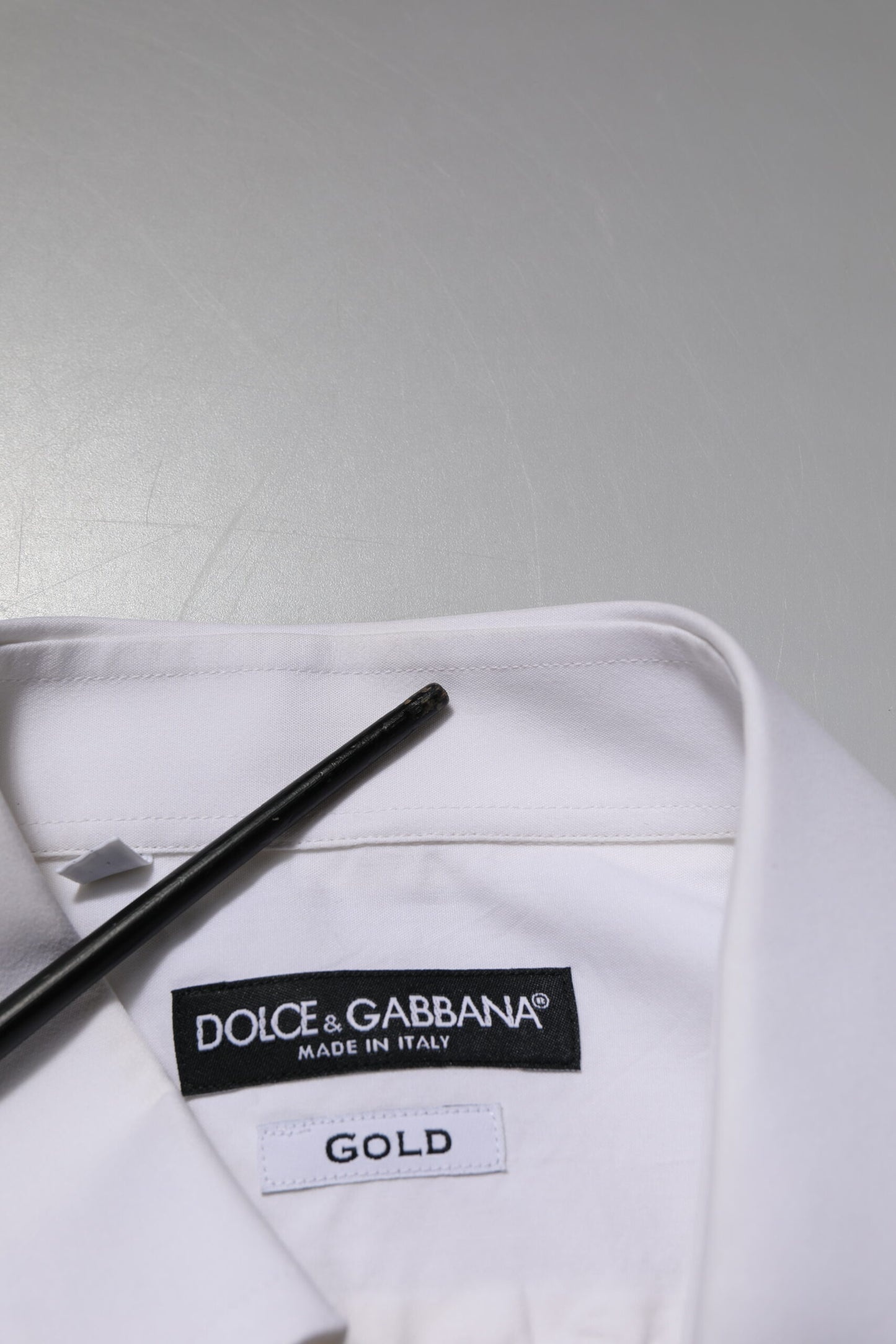 Dolce & Gabbana White GOLD Cotton Poplin Dress Formal Shirt by Dolce & Gabbana