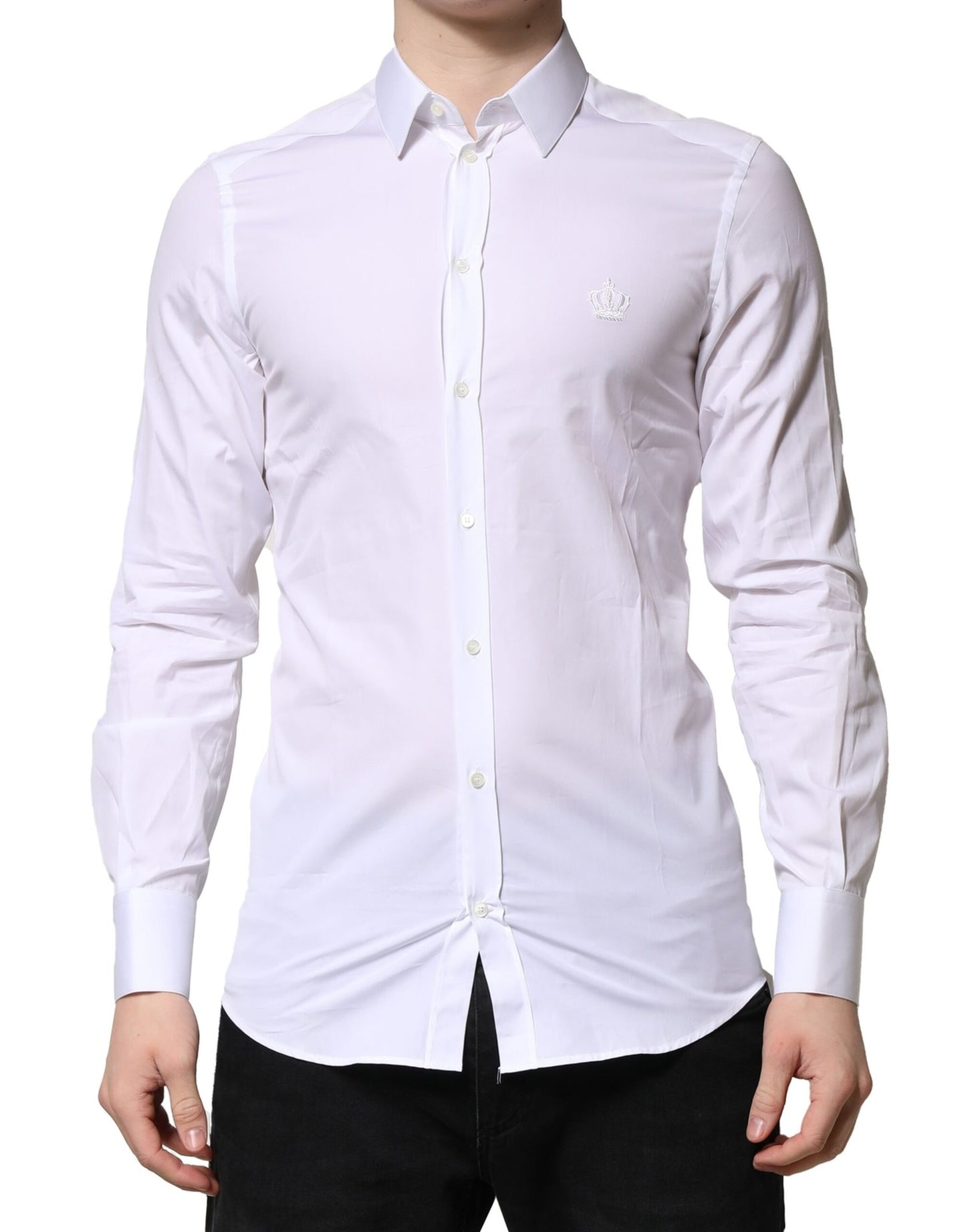 Dolce & Gabbana White GOLD Cotton Long Sleeves Men Formal Shirt by Dolce & Gabbana