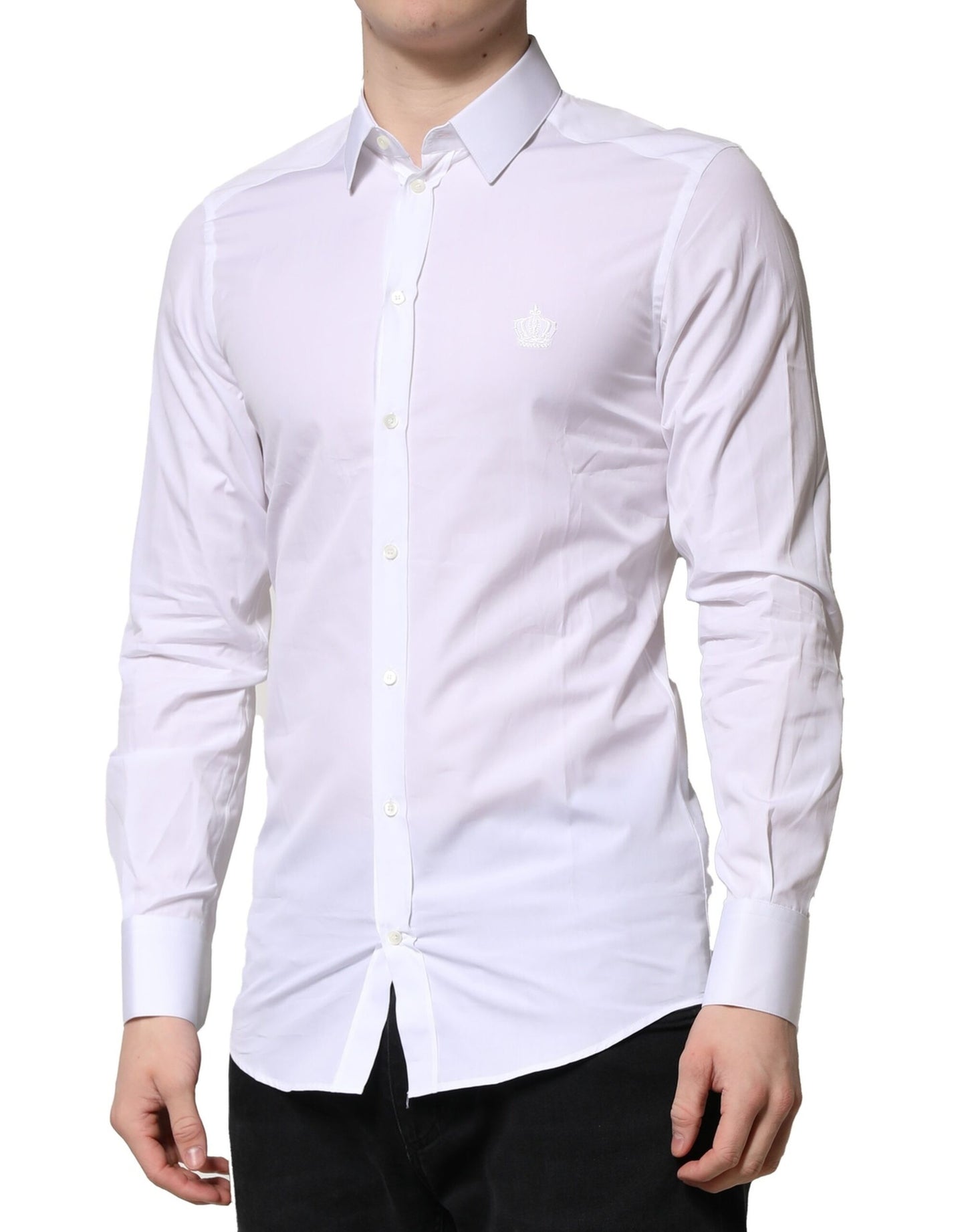Dolce & Gabbana White GOLD Cotton Long Sleeves Men Formal Shirt by Dolce & Gabbana