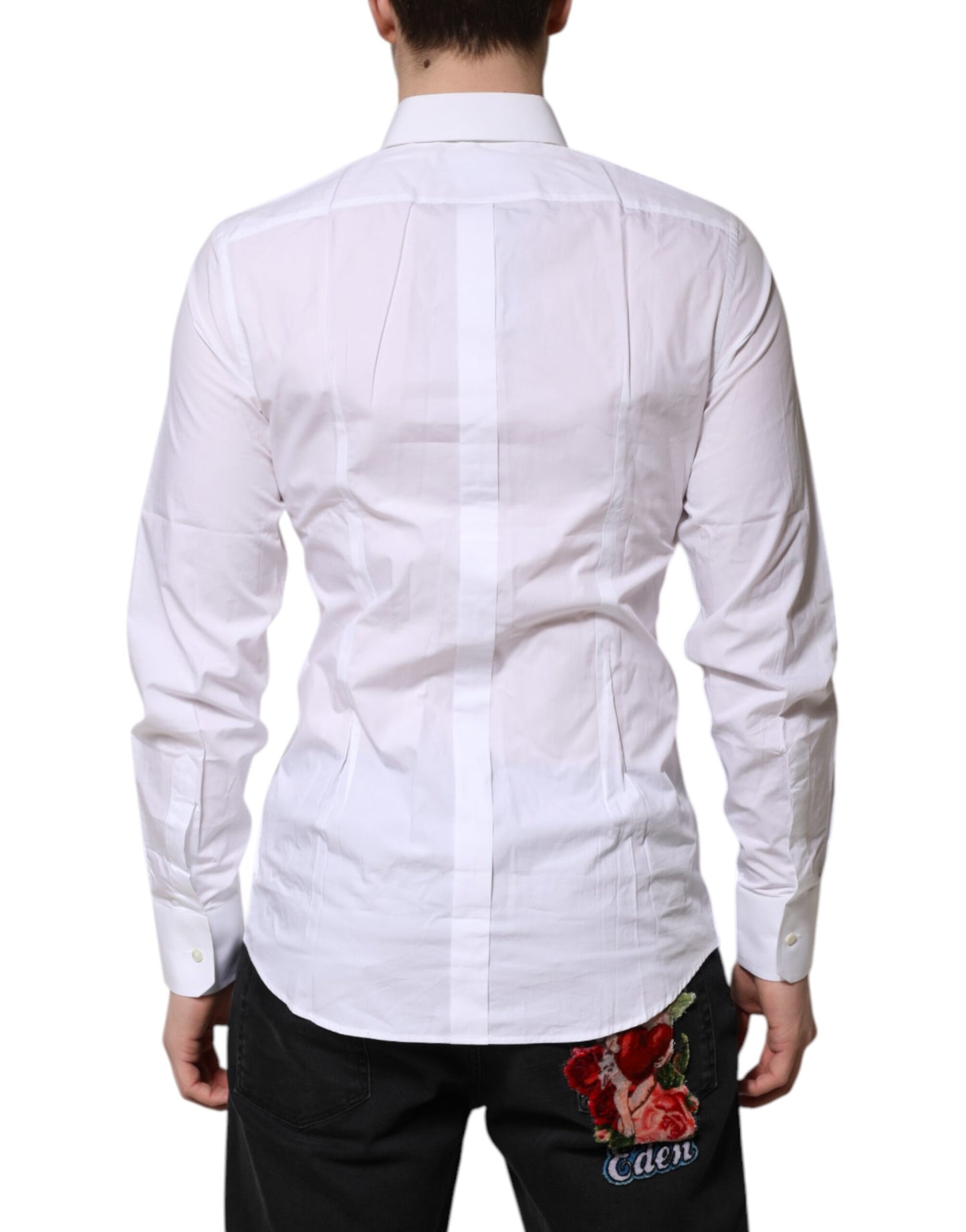 Dolce & Gabbana White GOLD Cotton Poplin Dress Formal Shirt by Dolce & Gabbana