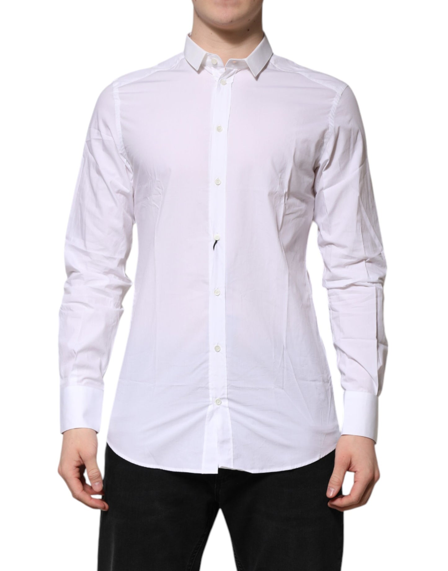 Dolce & Gabbana White GOLD Cotton Long Sleeves Men Formal Shirt by Dolce & Gabbana