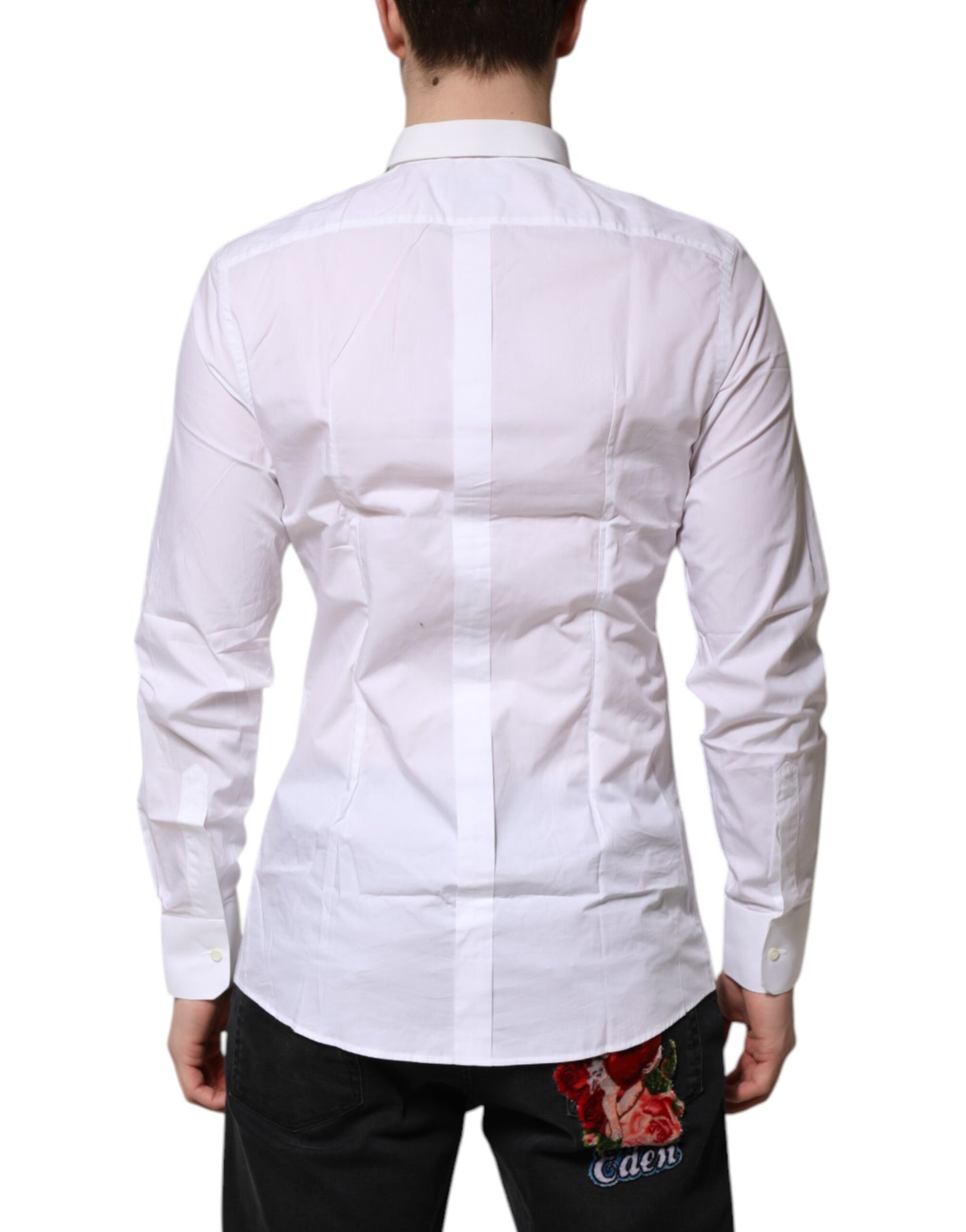 Dolce & Gabbana White GOLD Cotton Long Sleeves Men Formal Shirt by Dolce & Gabbana