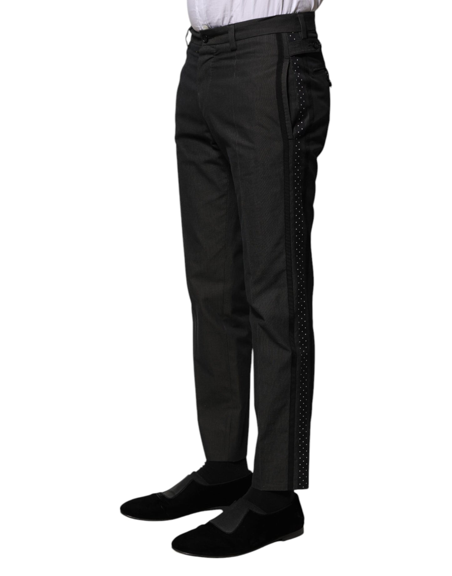 Pantalon habillé à motifs en coton gris Dolce & Gabbana