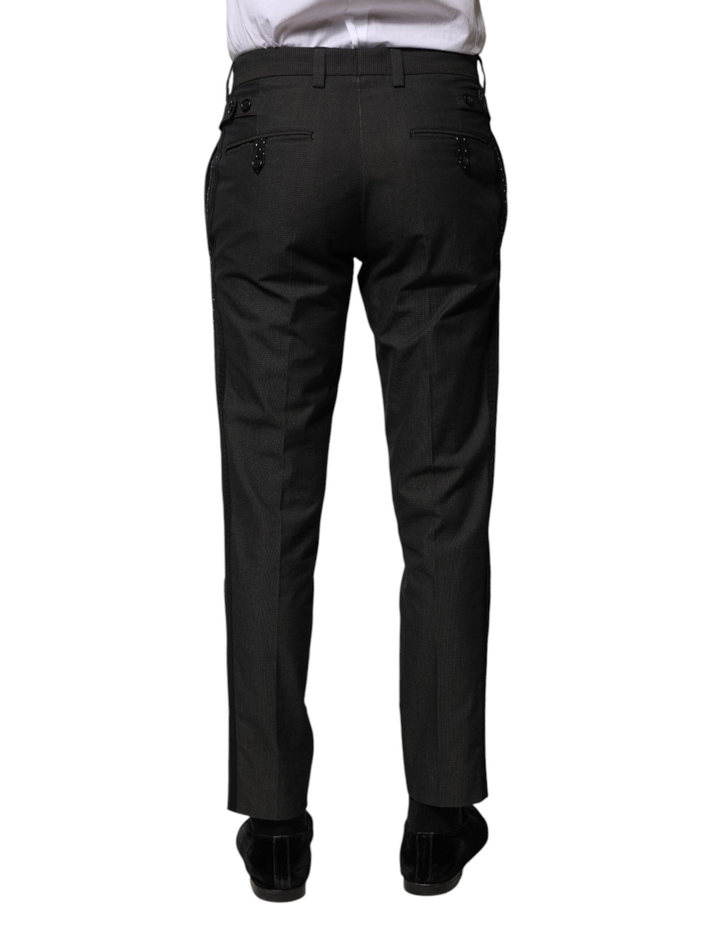 Pantalon habillé à motifs en coton gris Dolce & Gabbana