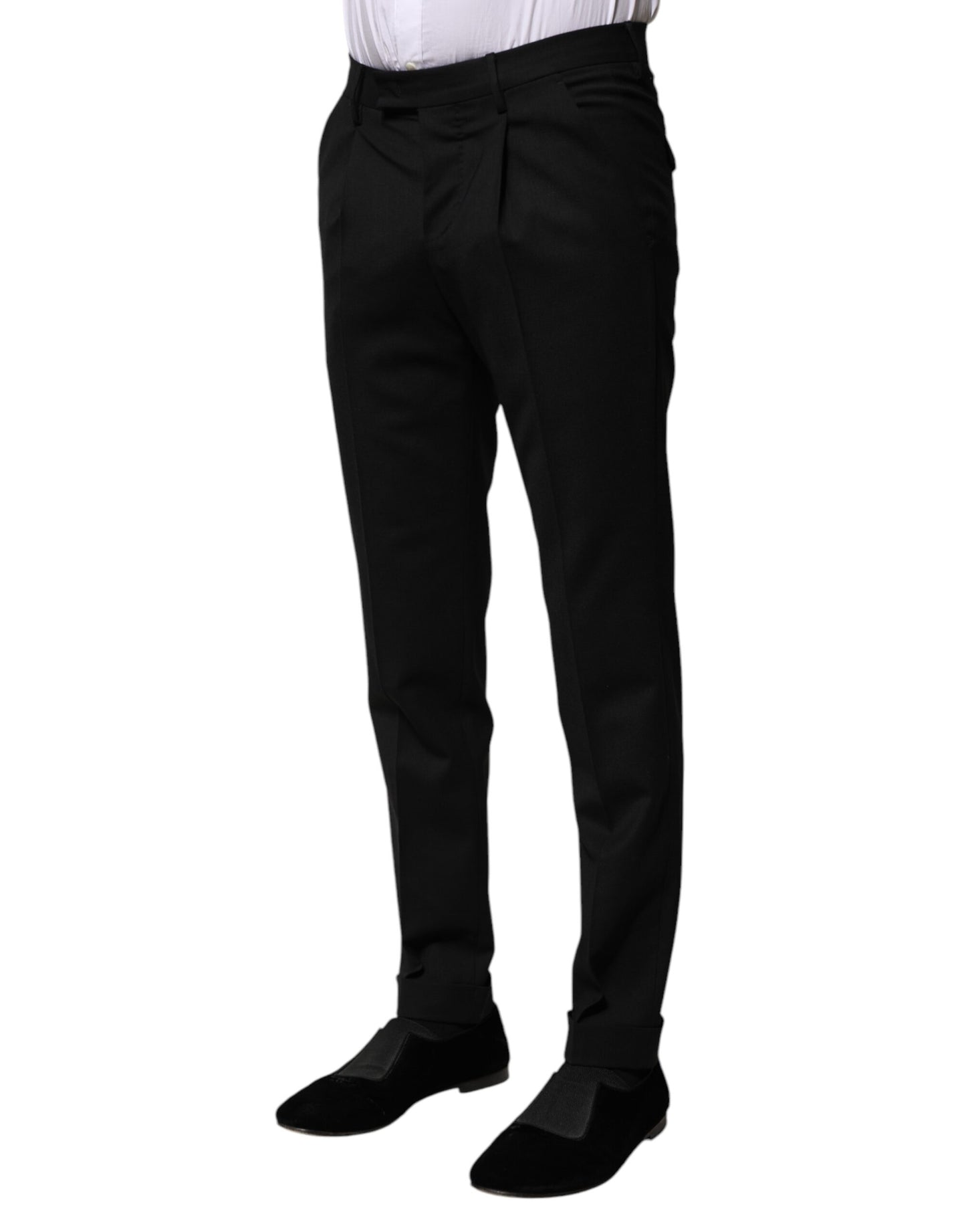 Pantalon habillé fuselé noir uni pour homme PT Torino