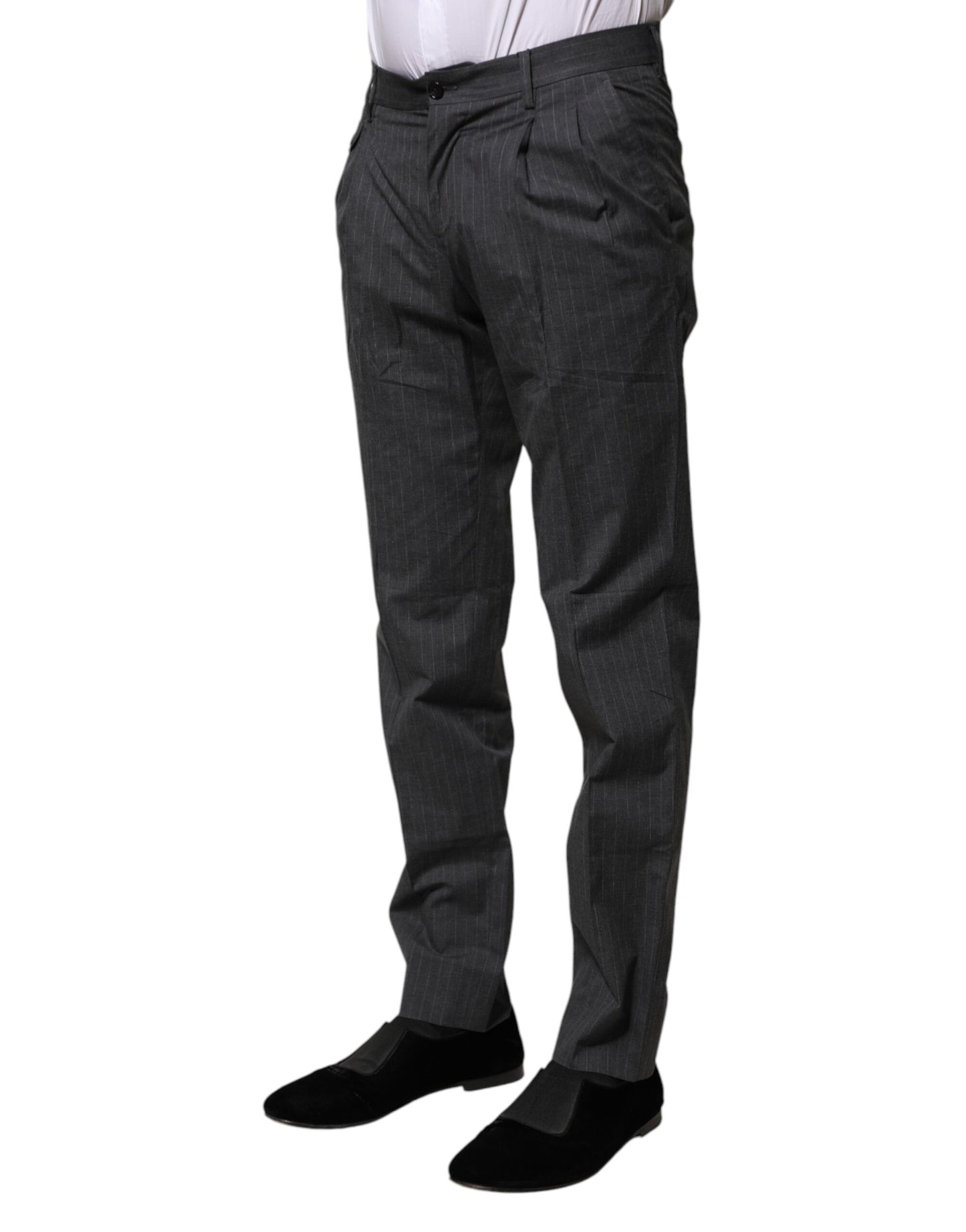 Pantalon habillé en coton à rayures grises Dolce & Gabbana