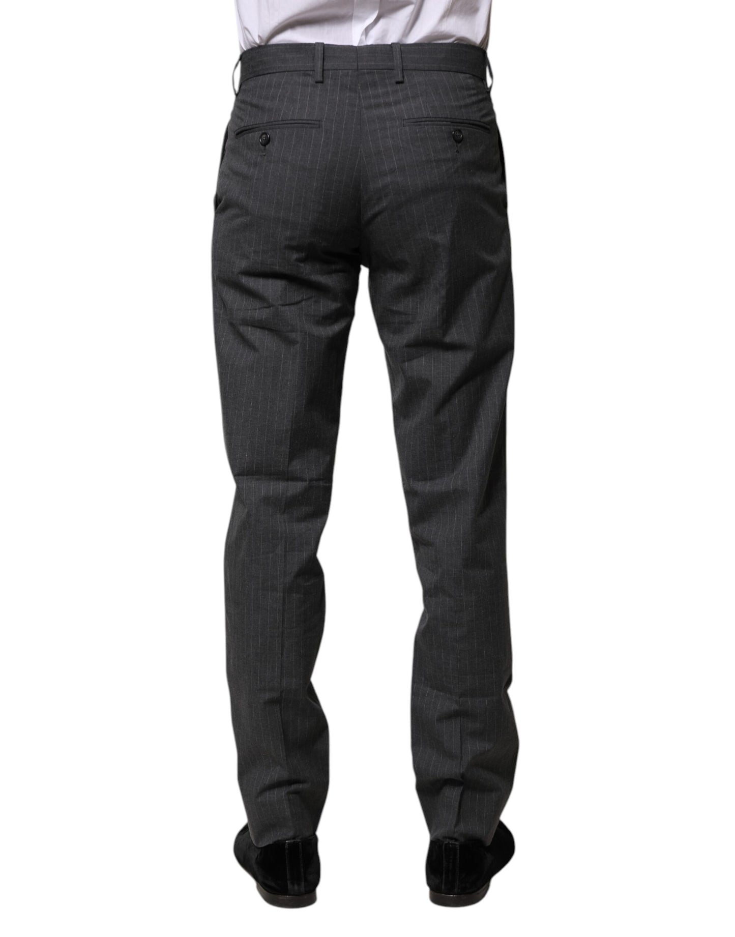 Pantalon habillé en coton à rayures grises Dolce & Gabbana