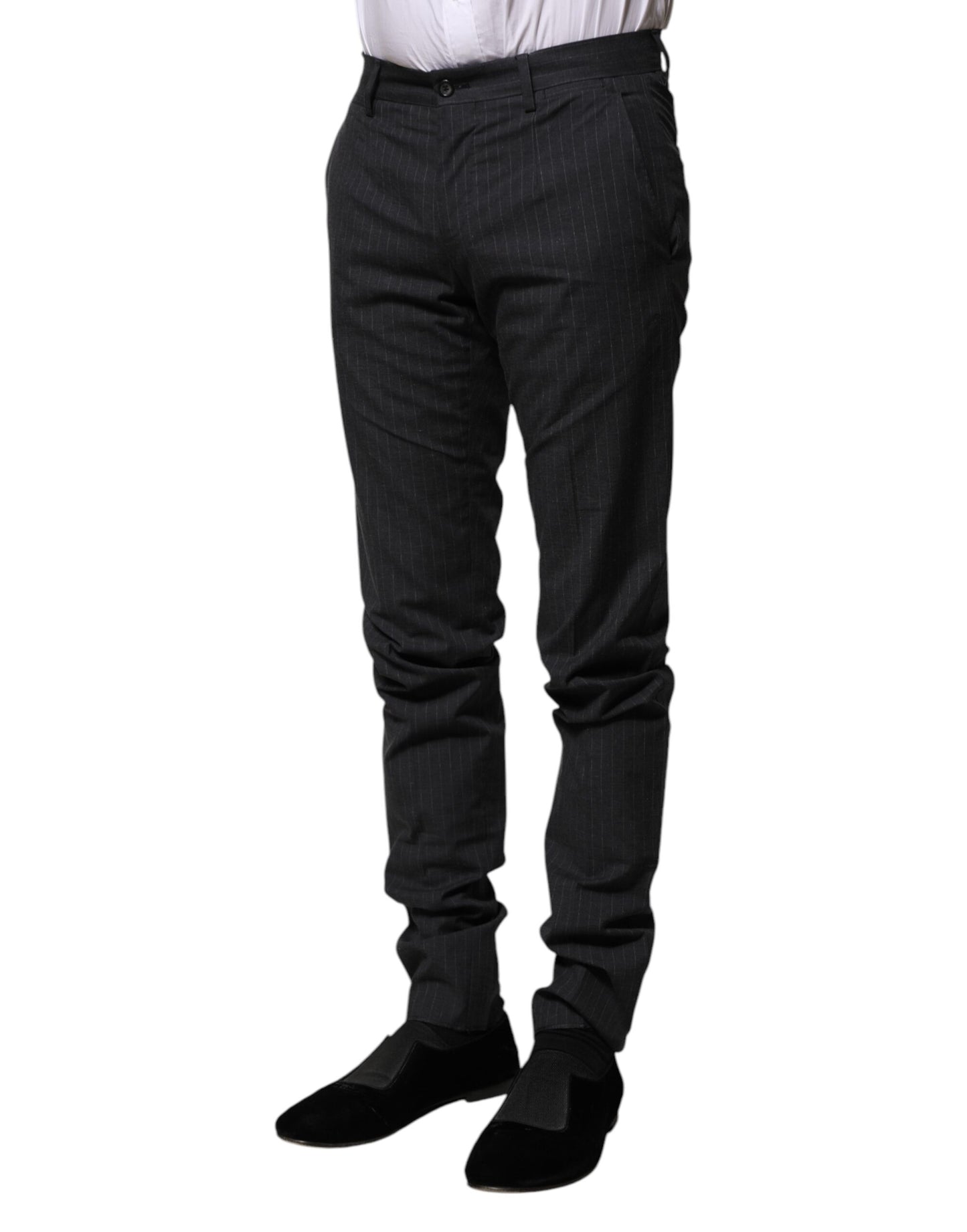 Pantalon habillé en coton à rayures grises Dolce & Gabbana