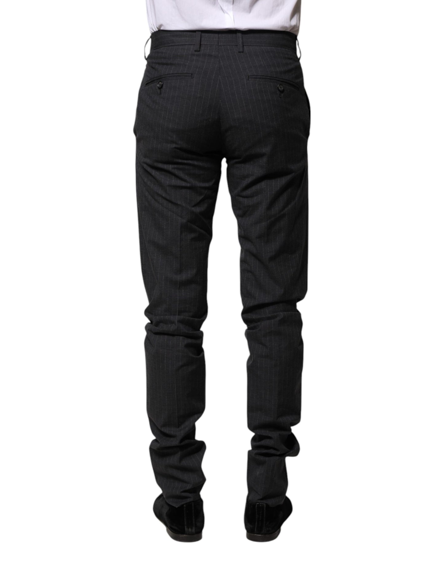 Pantalon habillé en coton à rayures grises Dolce & Gabbana