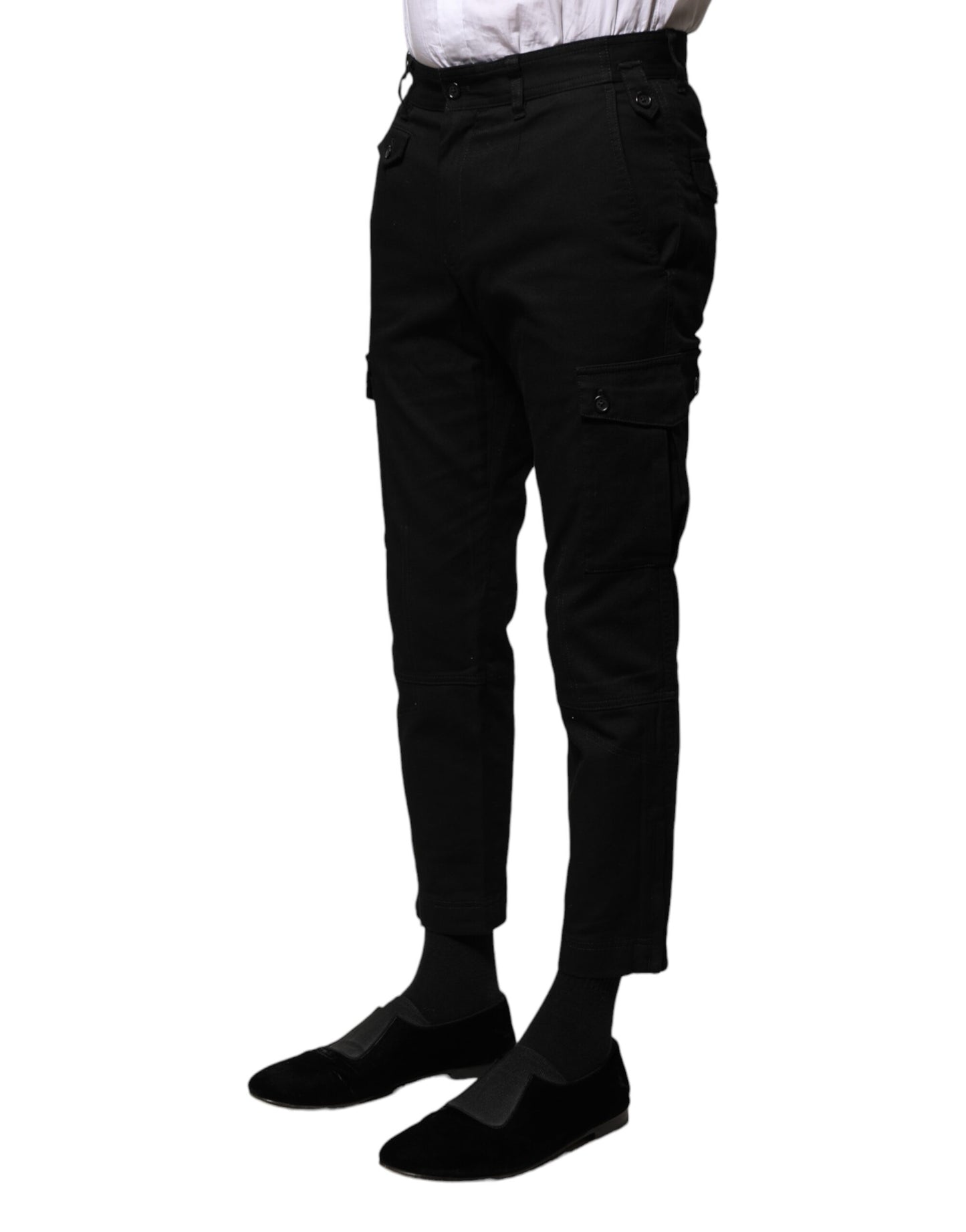 Pantalon court habillé en coton noir Dolce & Gabbana pour homme