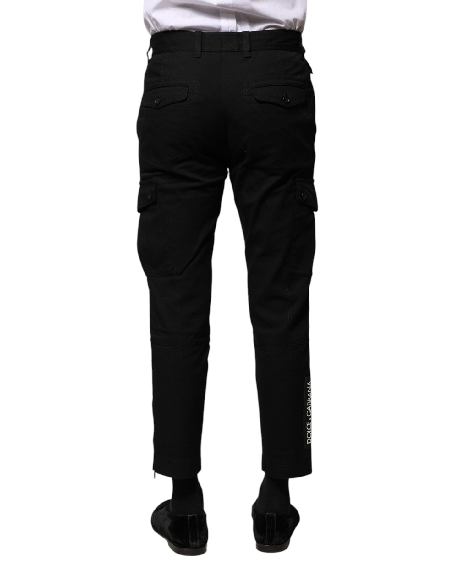 Pantalon court habillé en coton noir Dolce & Gabbana pour homme