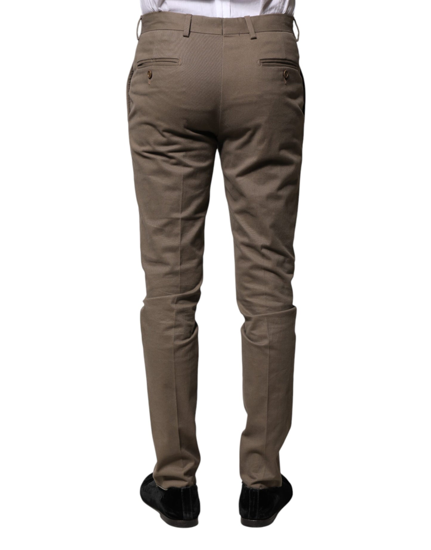 Pantalon habillé fuselé en coton marron BENCIVENGA