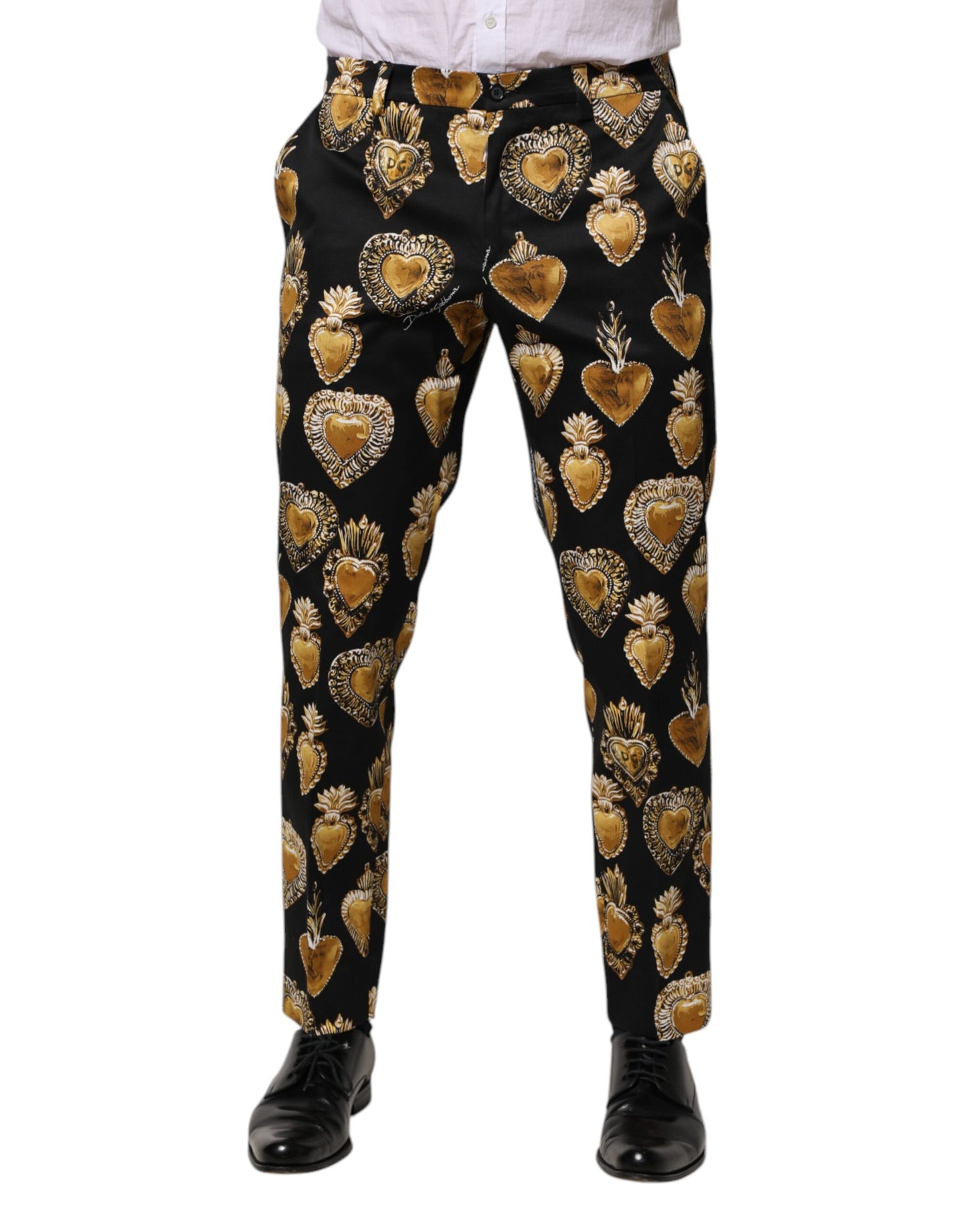 Pantalon Dolce & Gabbana imprimé Sacré-Cœur Noir et Or