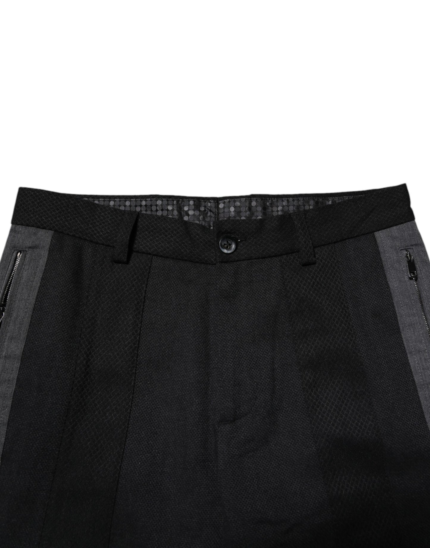 Pantalon slim formel en coton fantaisie noir et gris Dolce & Gabbana