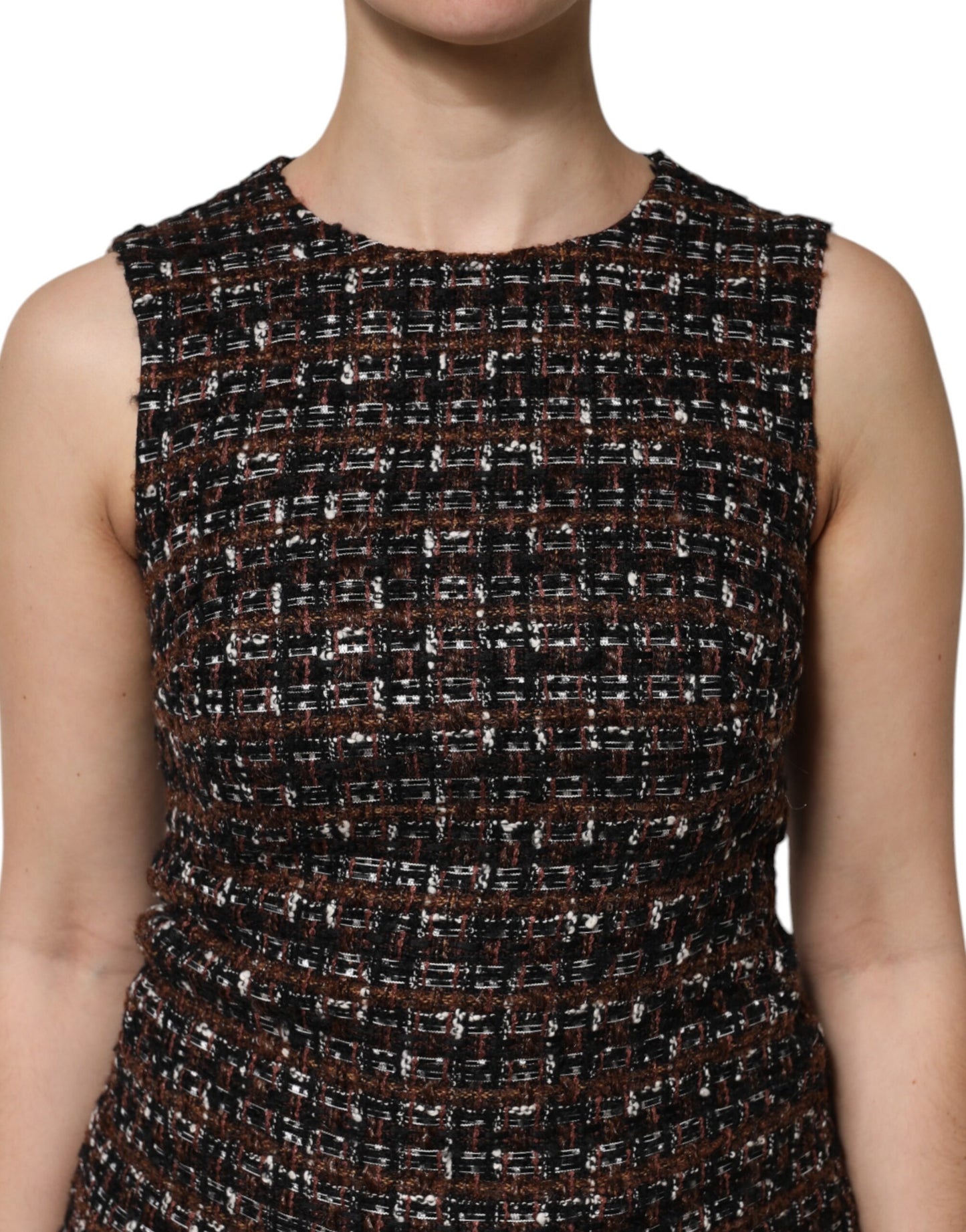 Dolce & Gabbana Multicolor Sleeveless Mini Tweed A-line Dress by Dolce & Gabbana