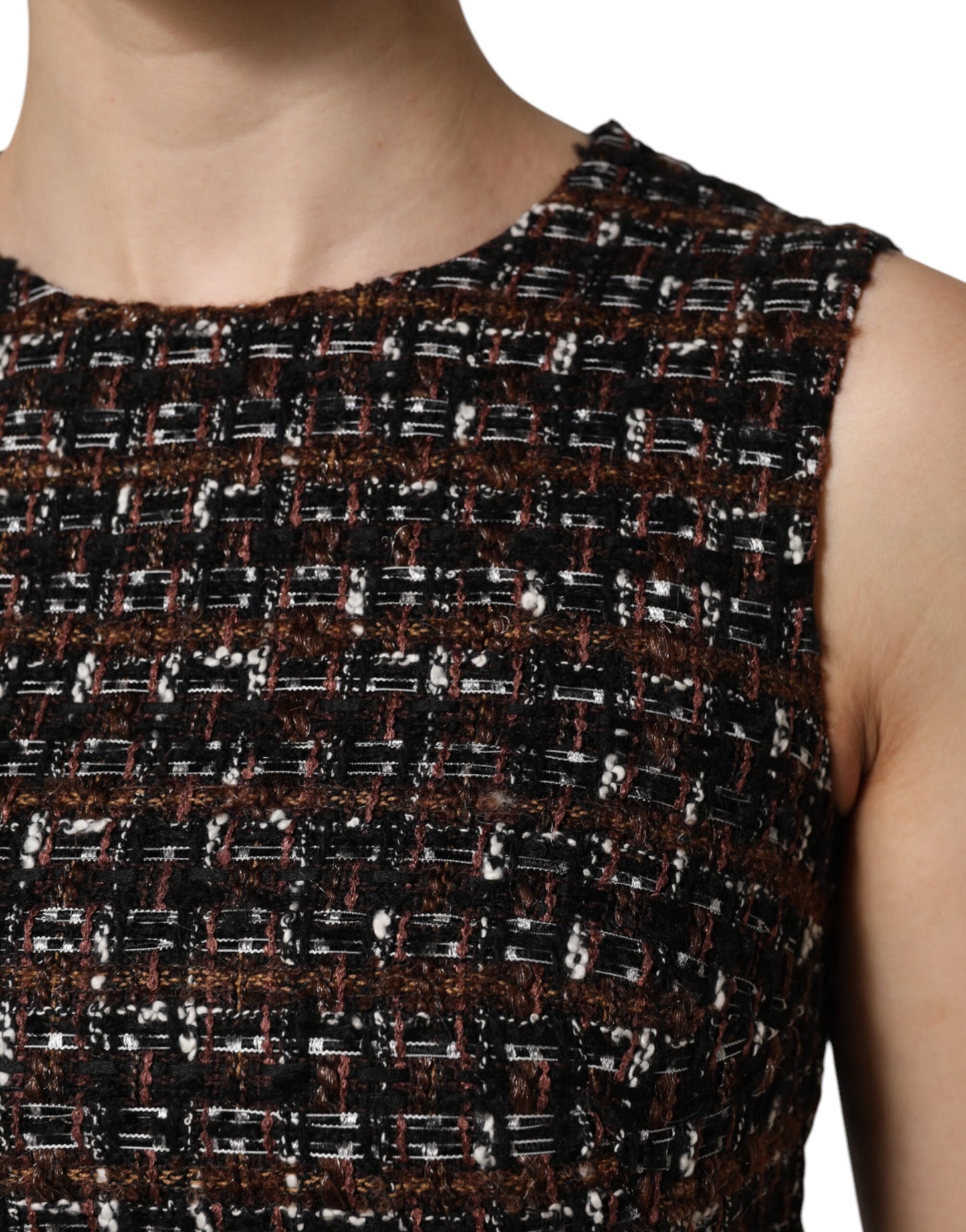 Dolce & Gabbana Multicolor Sleeveless Mini Tweed A-line Dress by Dolce & Gabbana