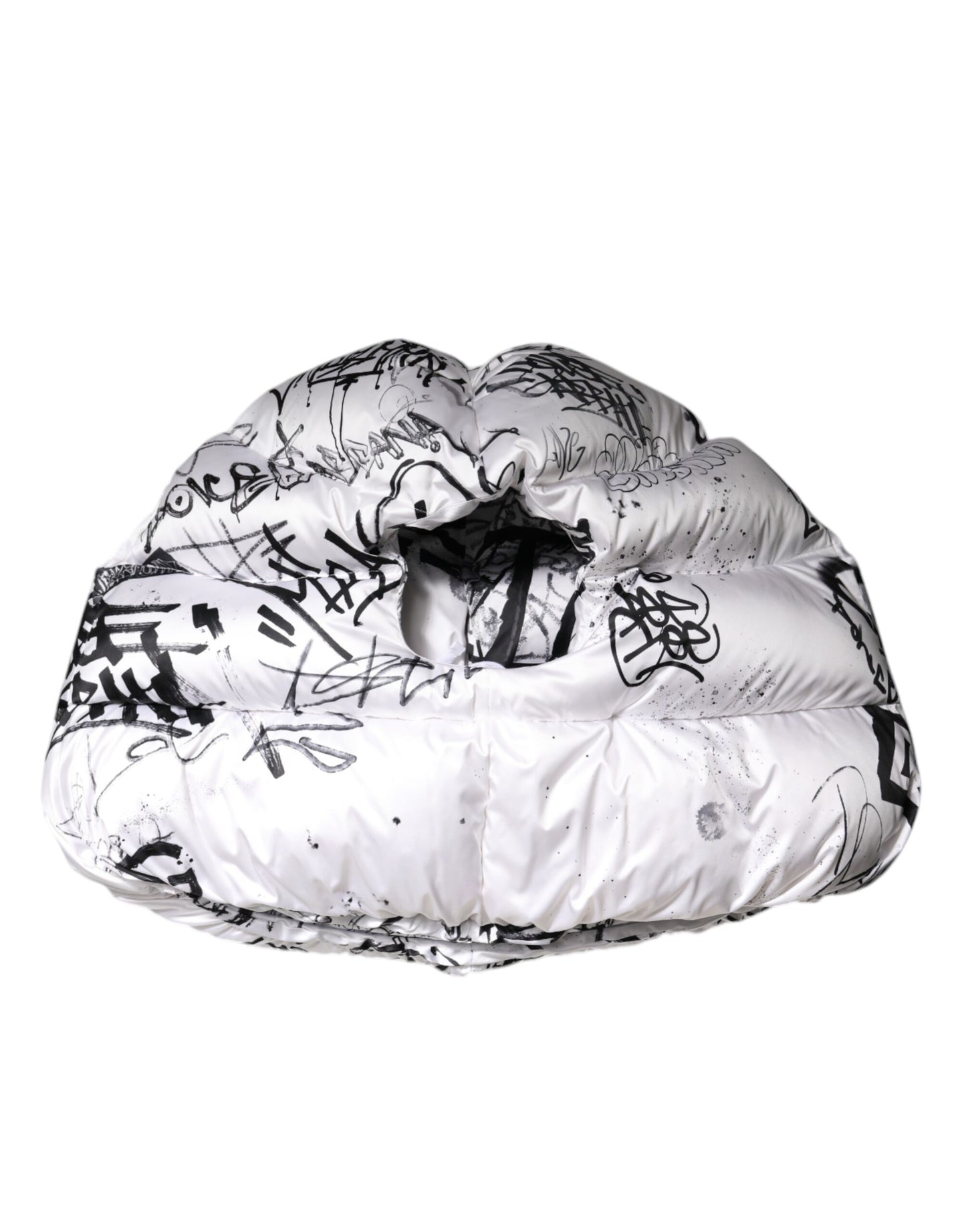 Dolce & Gabbana Bonnet matelassé à capuche imprimé en polyester blanc